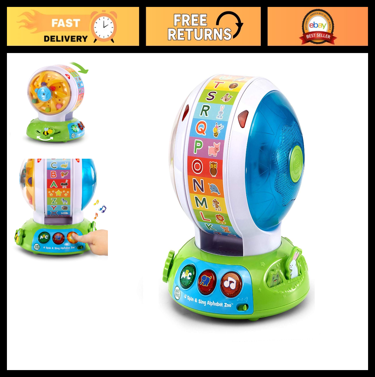 Interactive Spin and Sing Alphabet Zoo Toy   Educational Learning Fun for Kids0