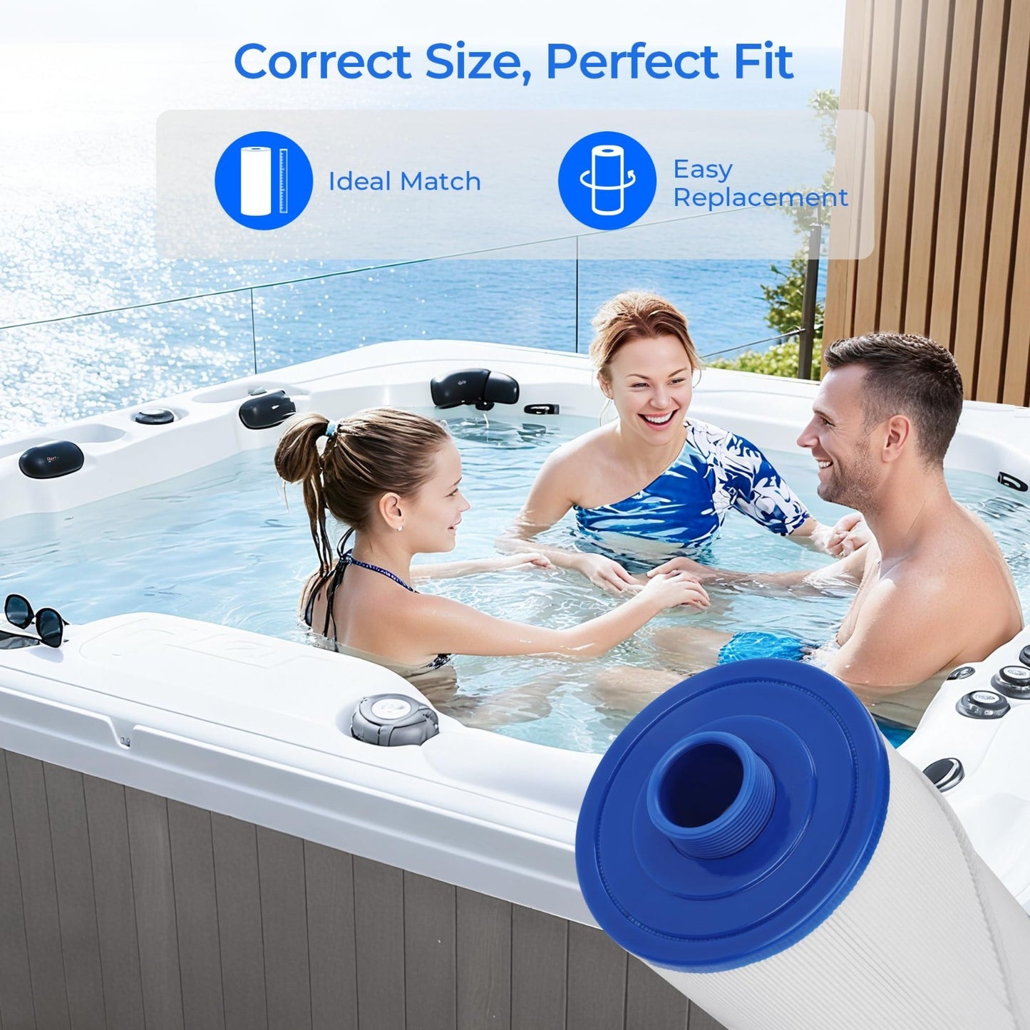 Hot Tub Spa Filter 2 Pack - 42 Sq.Ft Replacement for Watkins, Filbur, Pleatco, U7