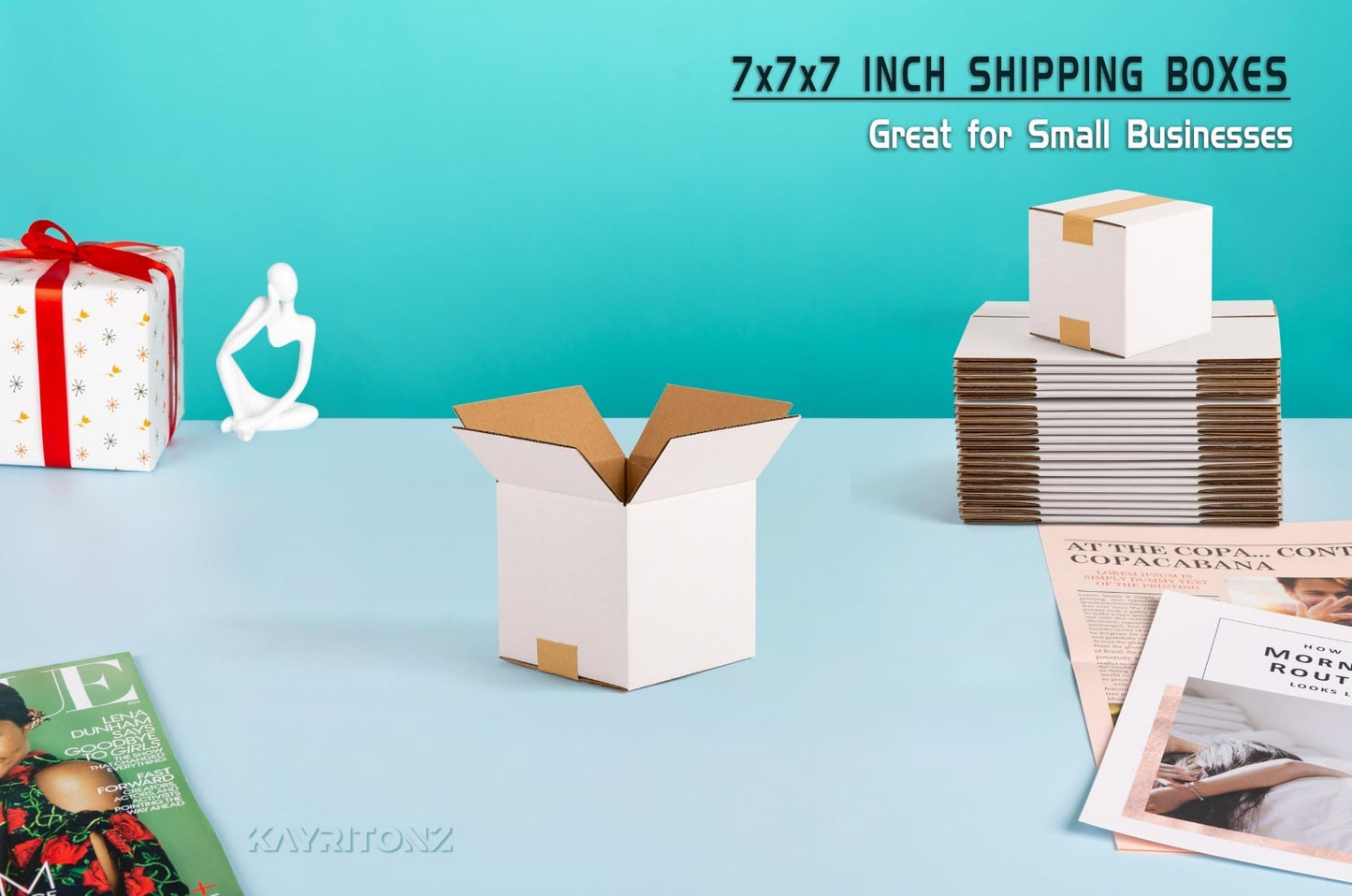 25 Pack Small 7x7x7 Inch White Shipping Boxes | Corrugated Cardboard for Crafts,7