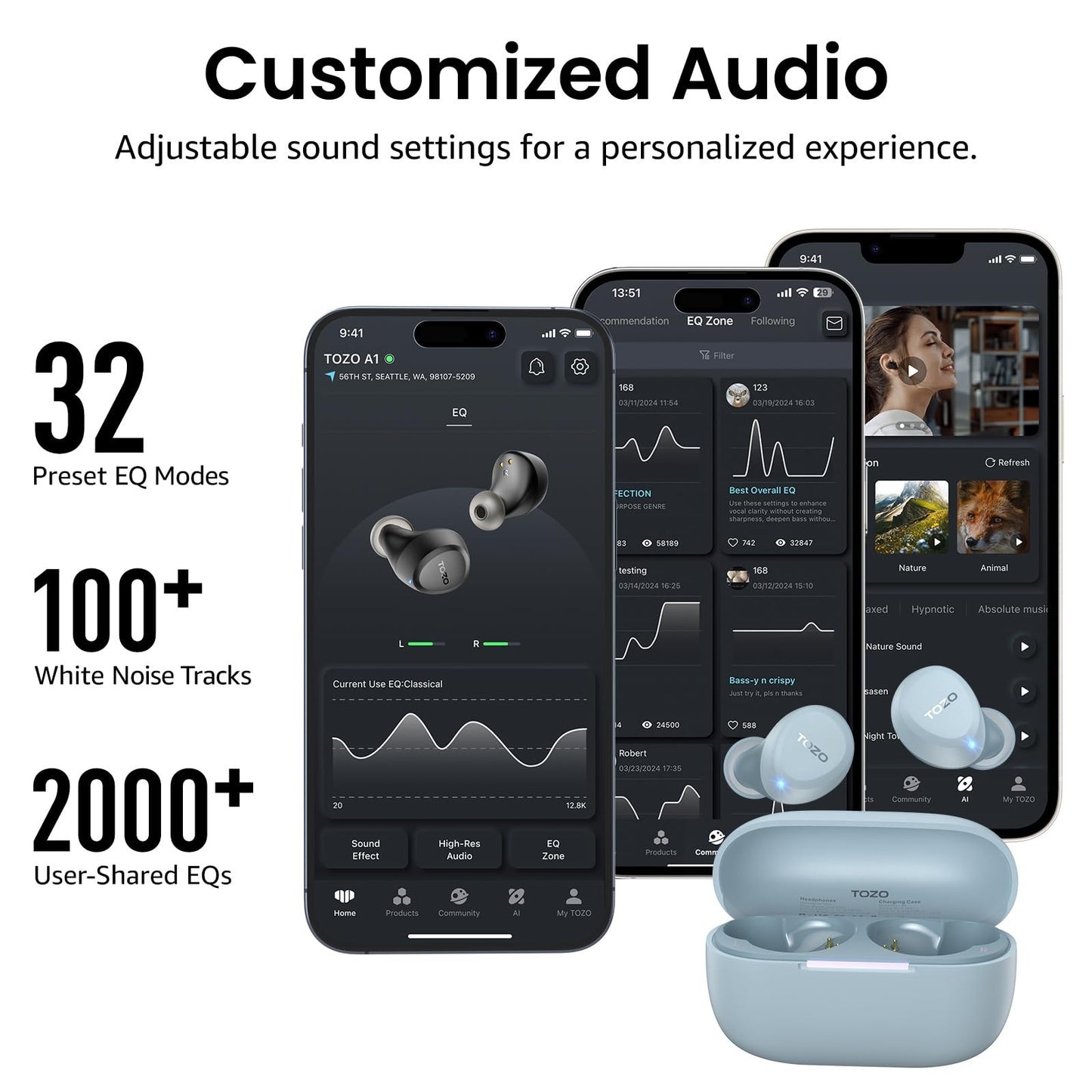Wireless Earbuds Bluetooth 5.3   Lightweight, IPX5 Waterproof, AI Call Mics, Pre7
