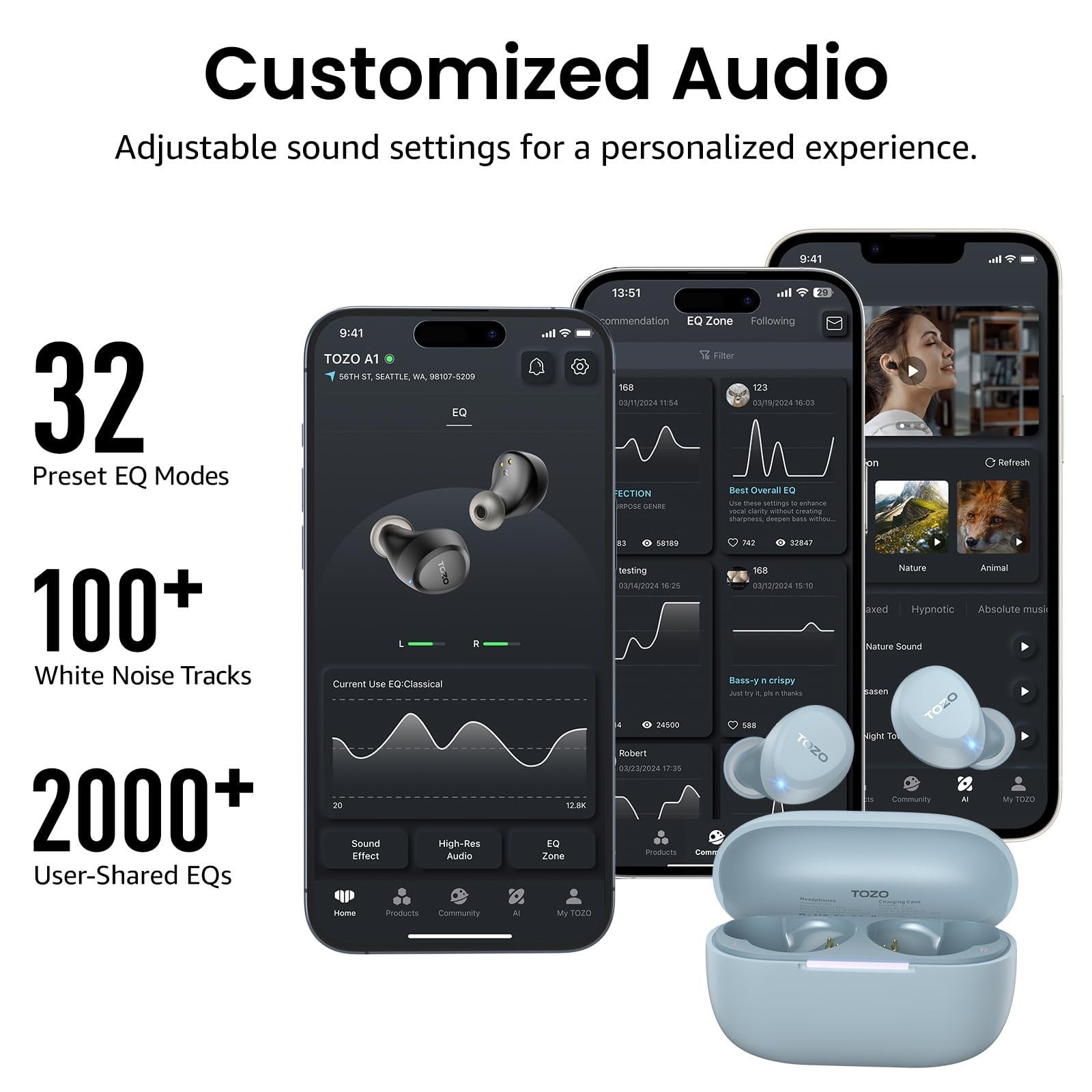 Wireless Earbuds Bluetooth 5.3   Lightweight, IPX5 Waterproof, AI Call Mics, Pre7