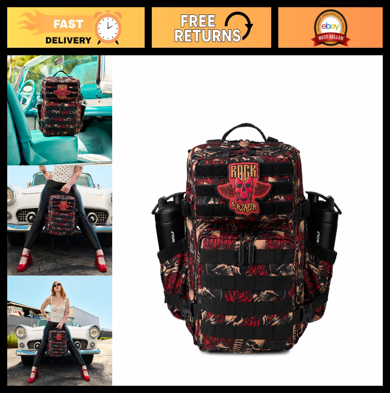 Durable 25L Waterproof Gym Backpack   1000D Oxford, MOLLE Webbing, Laptop Pocket0