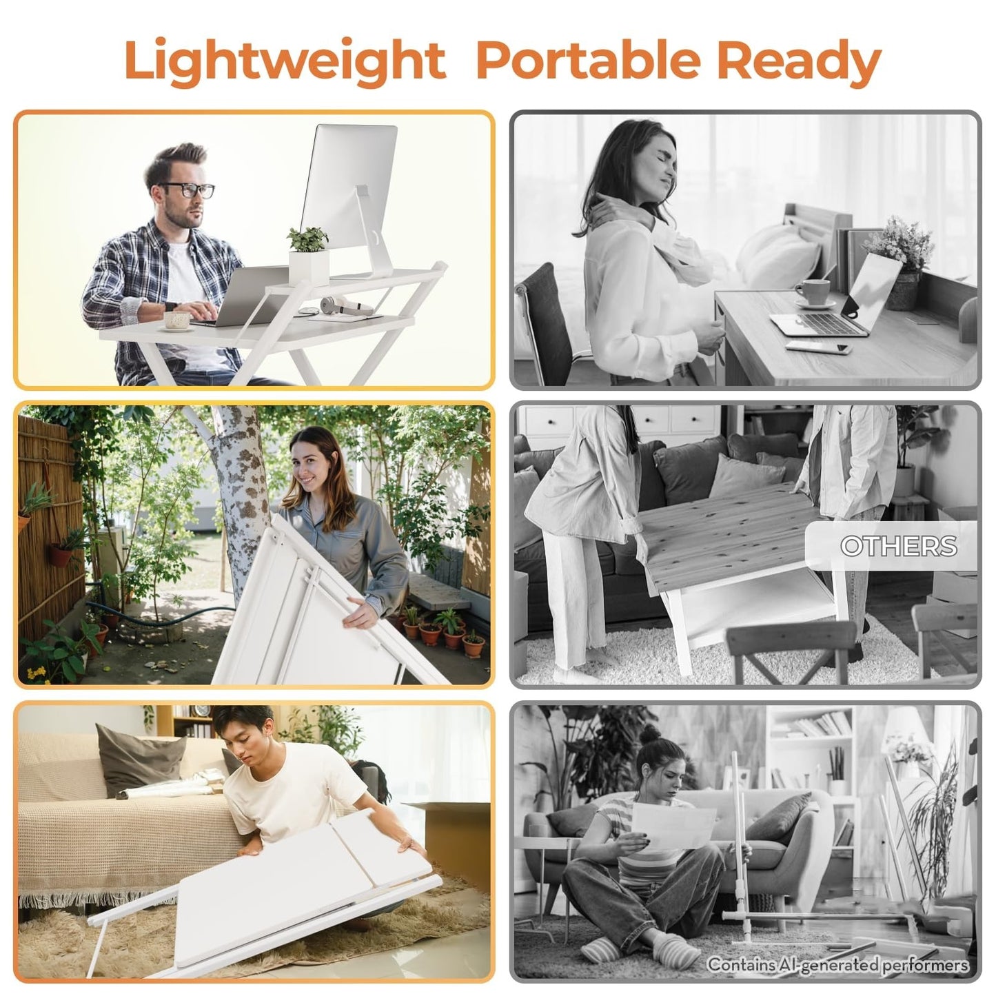 Compact Folding Desk with Shelf - Space-Saving Portable Laptop Table for Home Of3