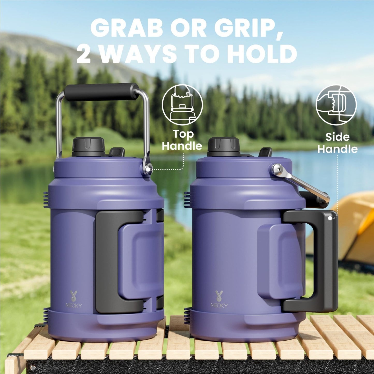 64 oz Insulated Water Bottle - Triple Wall Vacuum, Leak Proof, 36H Cold - Gym &4