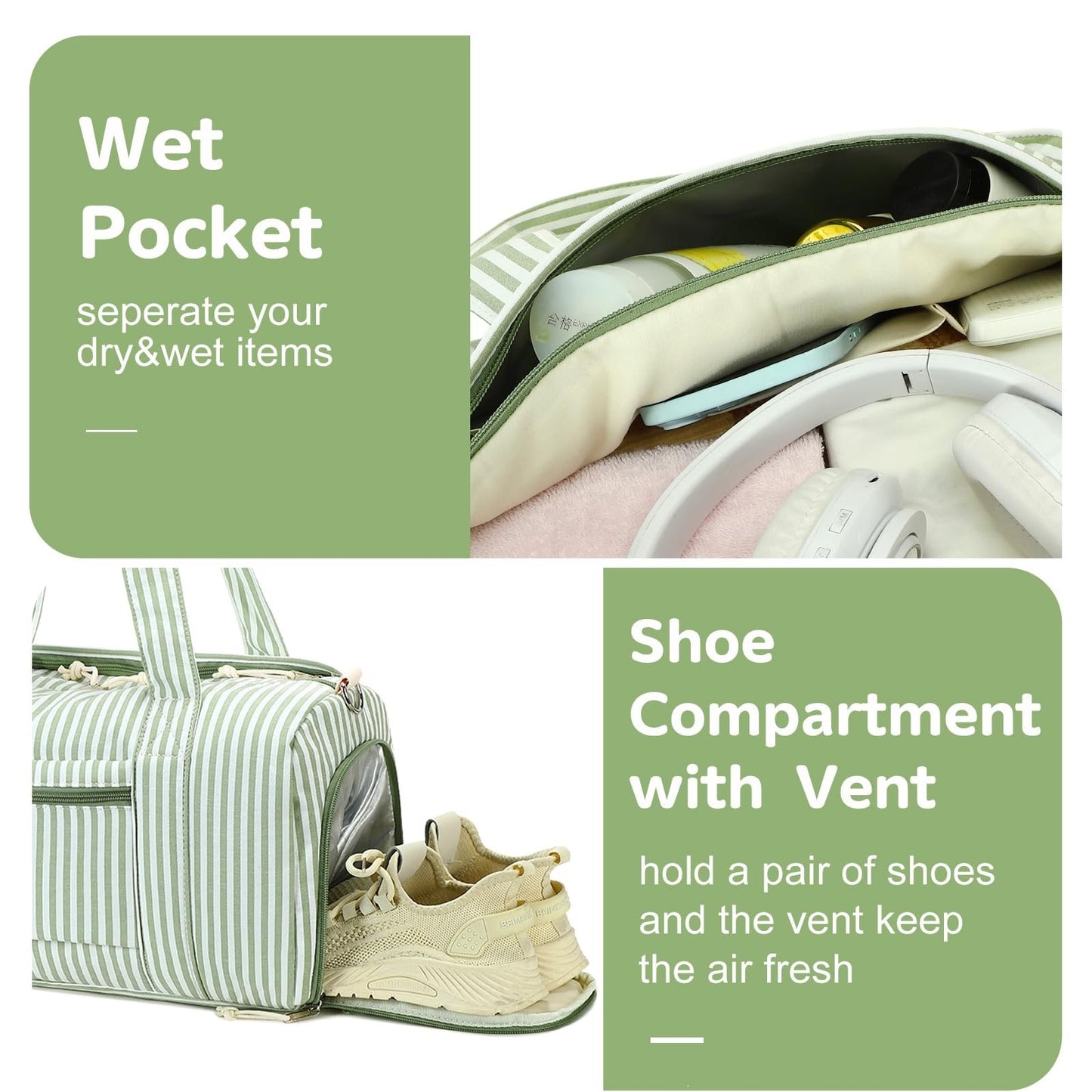 Cute Girls Duffle Bag with Shoes Compartment & Wet Separation - Waterproof Gym &4