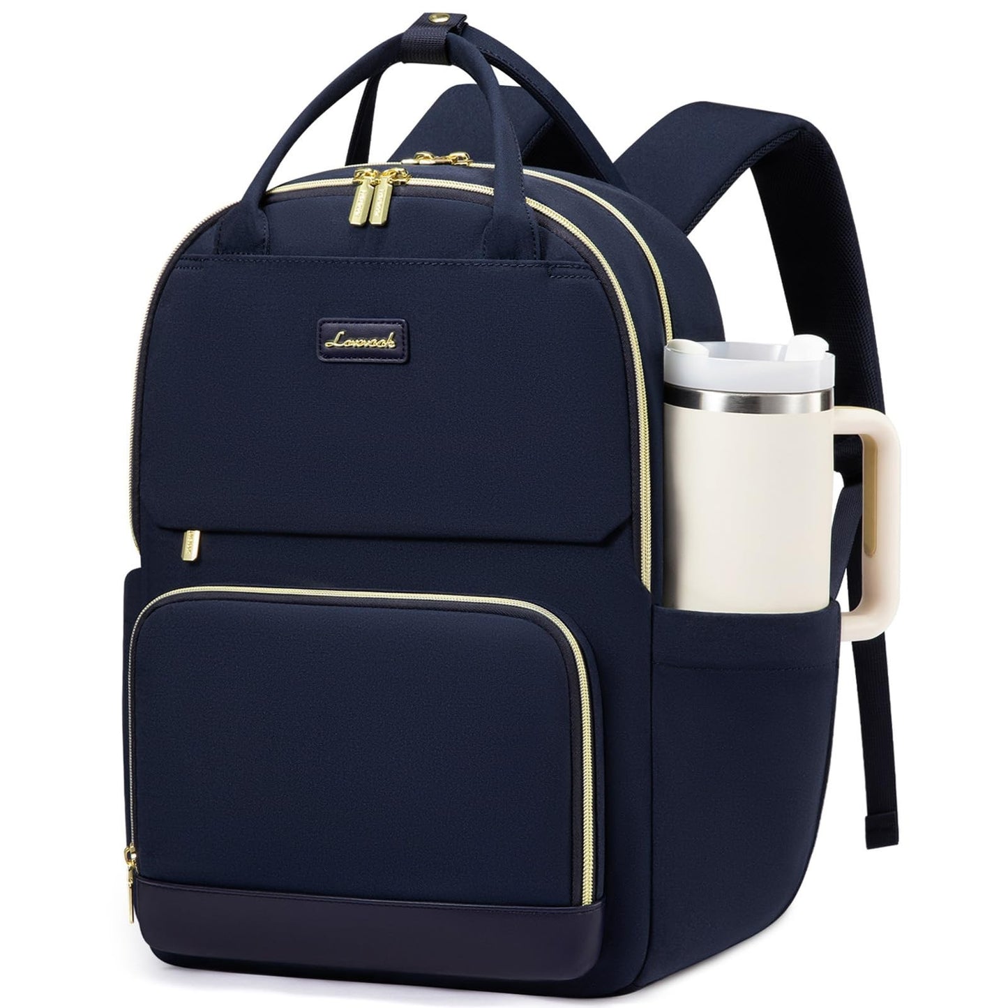 Stylish Waterproof Laptop Backpack for Women, 15.6" Travel Bag with Tumbler Hold1