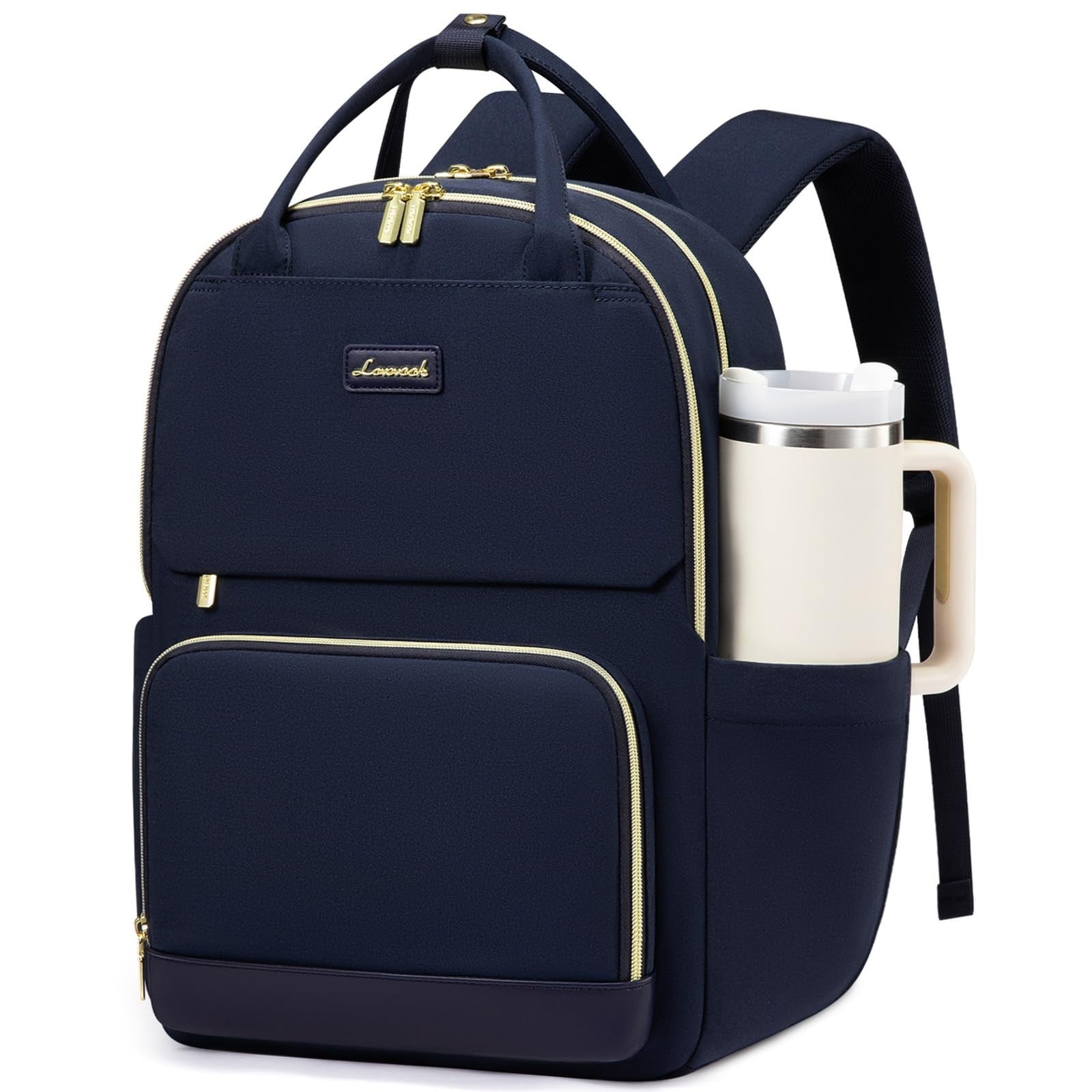 Stylish Waterproof Laptop Backpack for Women, 15.6" Travel Bag with Tumbler Hold1