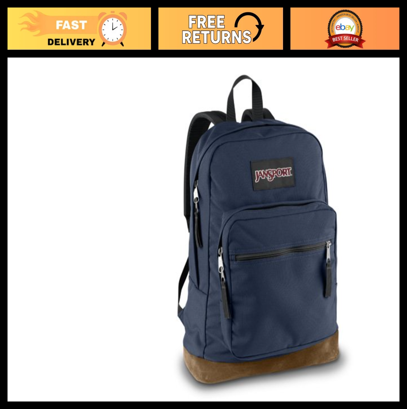 Durable Navy Backpack with Classic Design, Padded Laptop Compartment, Travel Rea0
