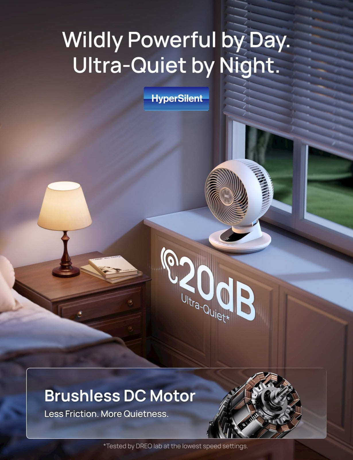 Powerful 12" Smart Fan with 85ft Airflow, Quiet 20dB, Oscillating, App/Voice Con4