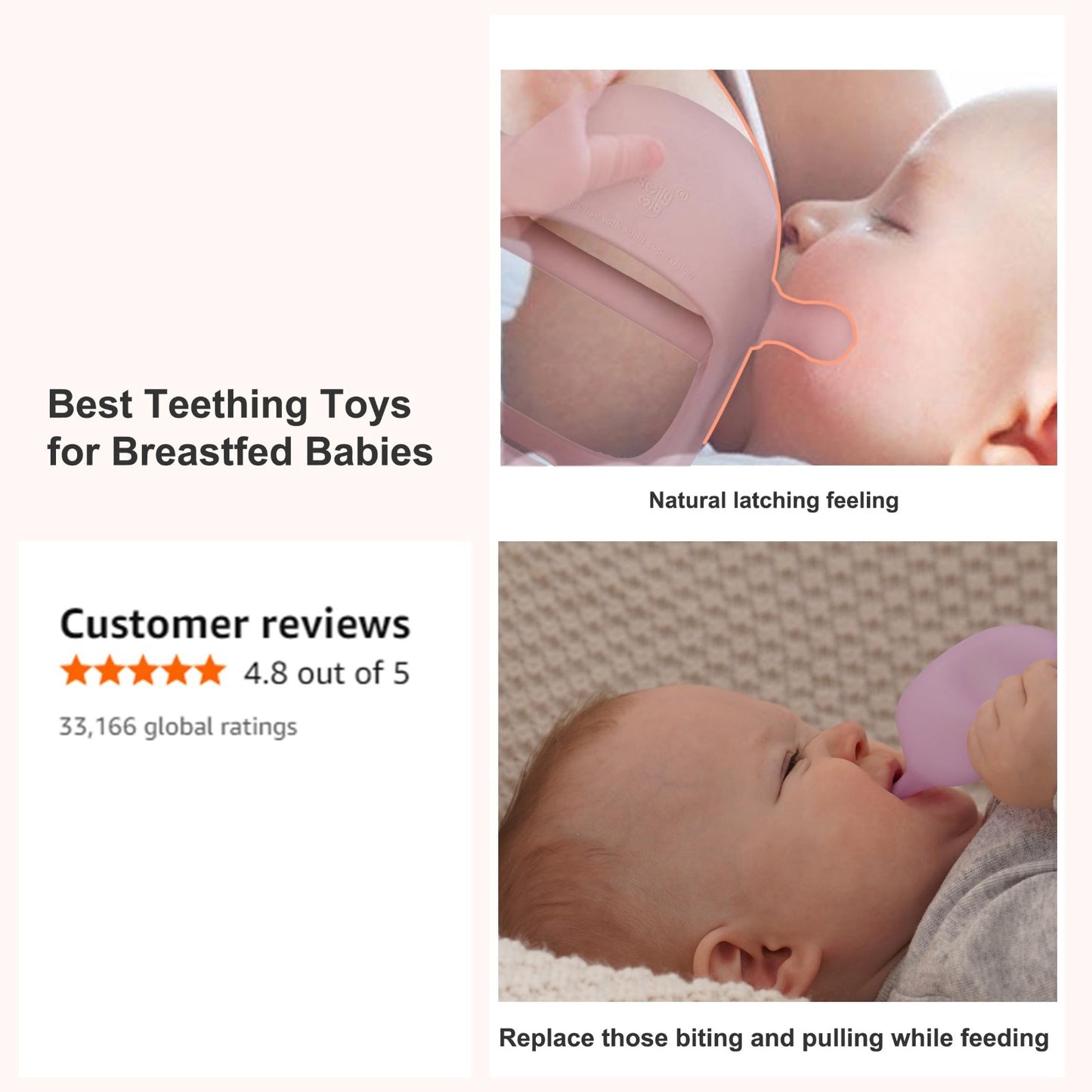 Silicone Baby Teething Toys, Soft Hand Teether for Infants 0 6 Months, Light Pur3