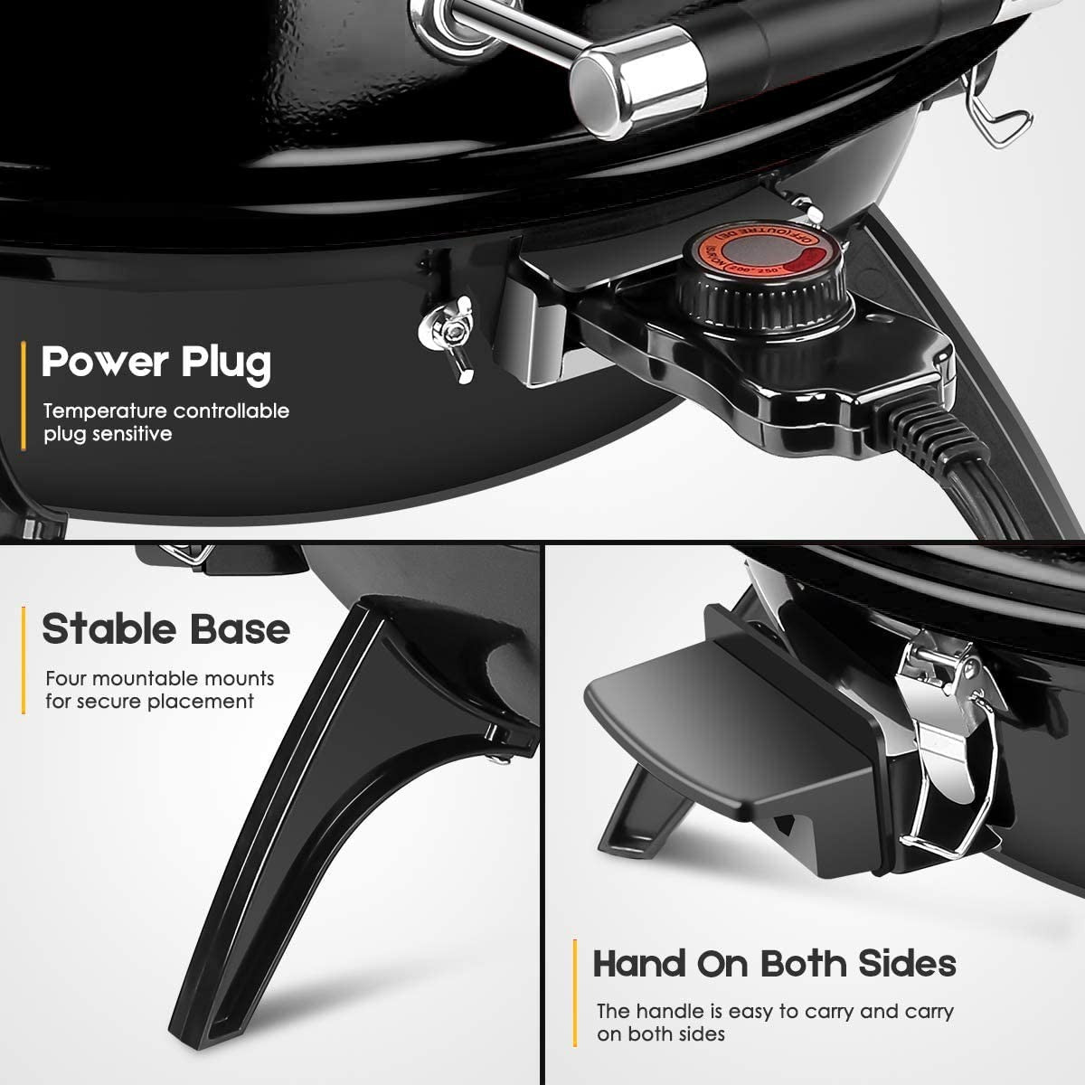Portable Electric BBQ Grill 1600W for Outdoor Parties, Double Layer Design, 15-S2