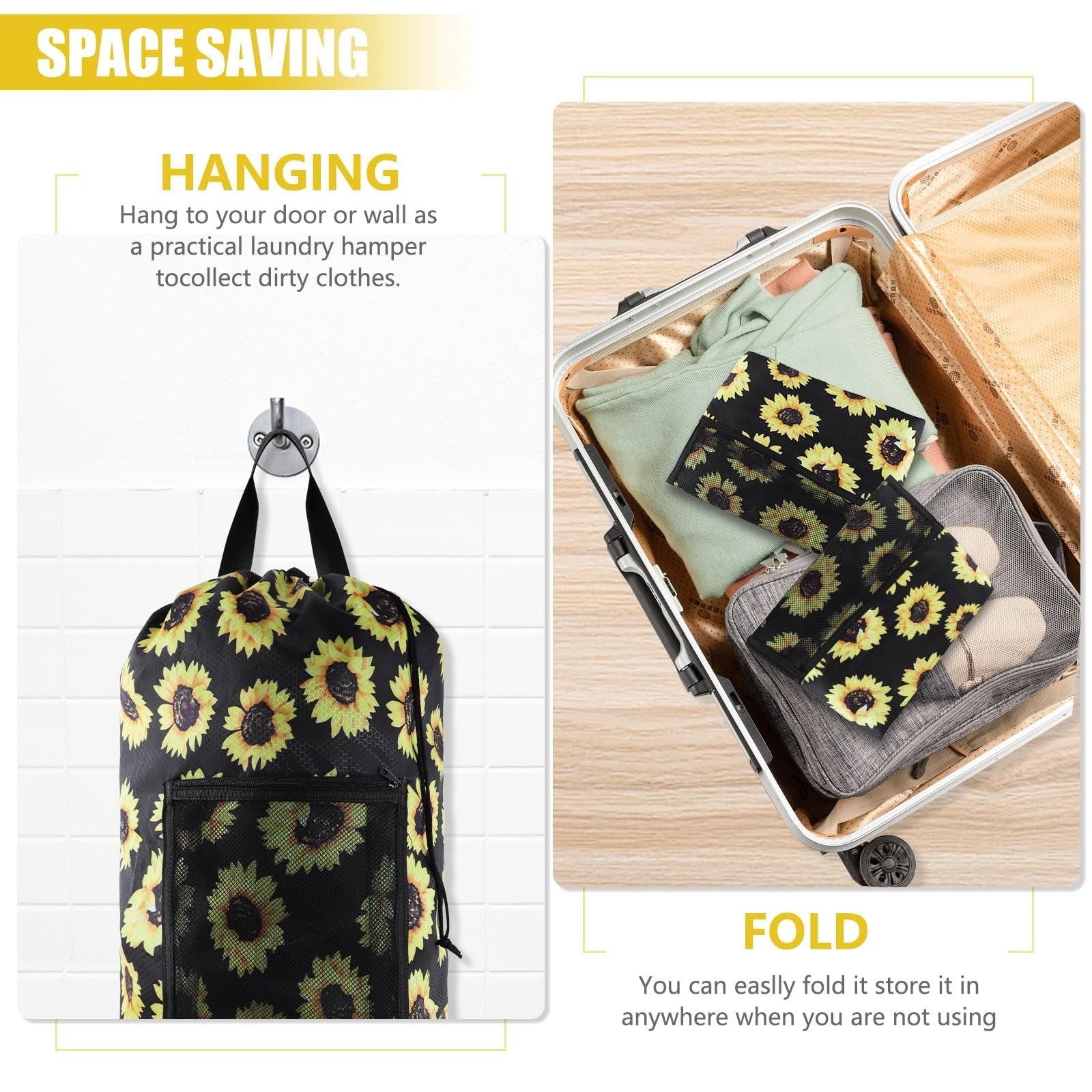 Extra Large Travel Laundry Bag Backpack - 2PCS with Mesh Pocket & Adjustable Str4