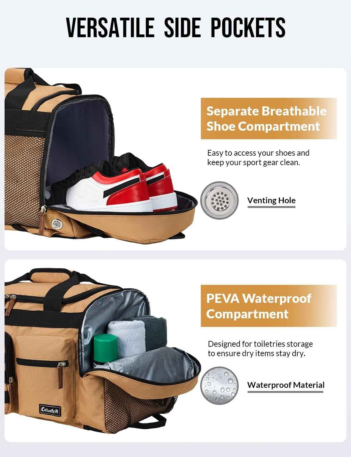 3-in-1 Sports Travel Duffel Bag 39L | Multipurpose Gym Bag with Wet Pocket & Sho3
