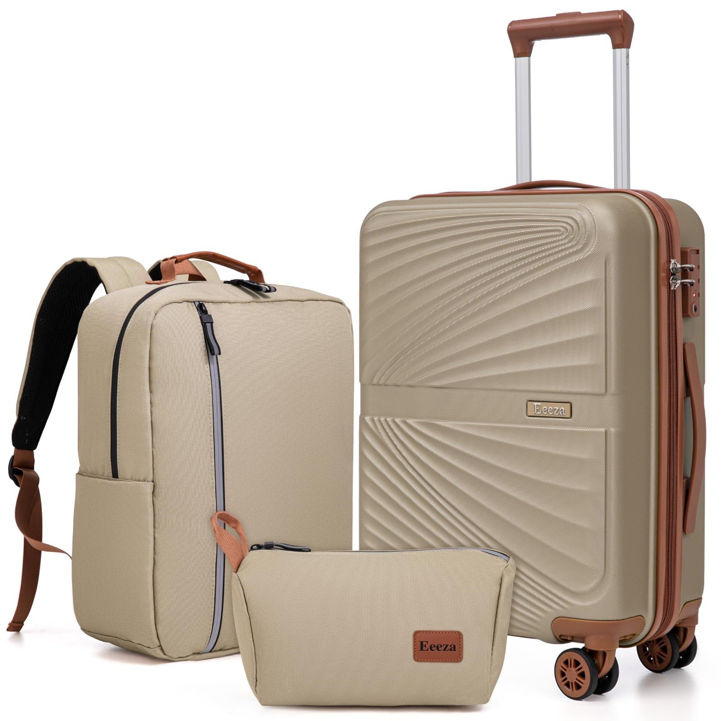 3-Piece Carry On Luggage Set - Lightweight ABS Hardshell, 360° Spinner Wheels, T1