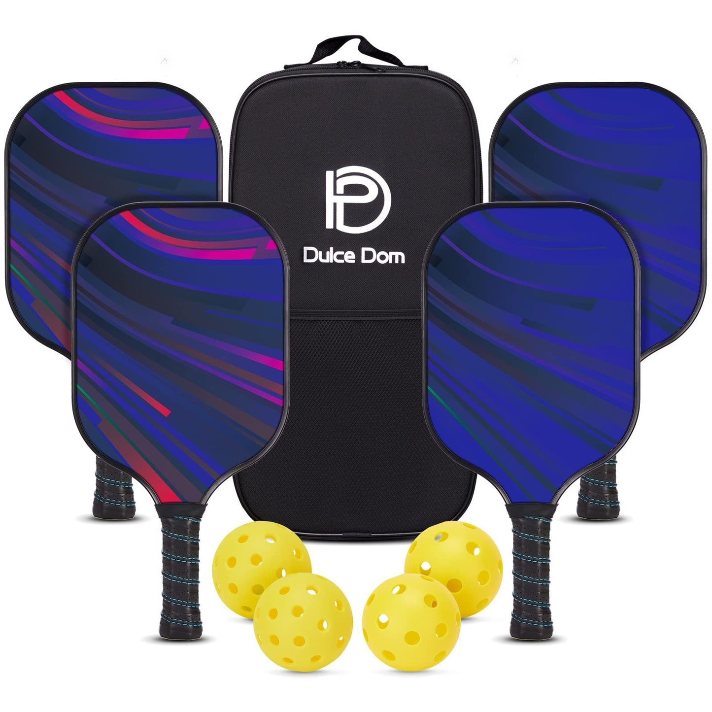 Pickleball Paddles Set of 2/4 - USAPA Approved Fiberglass Graphite Rackets + Bag1
