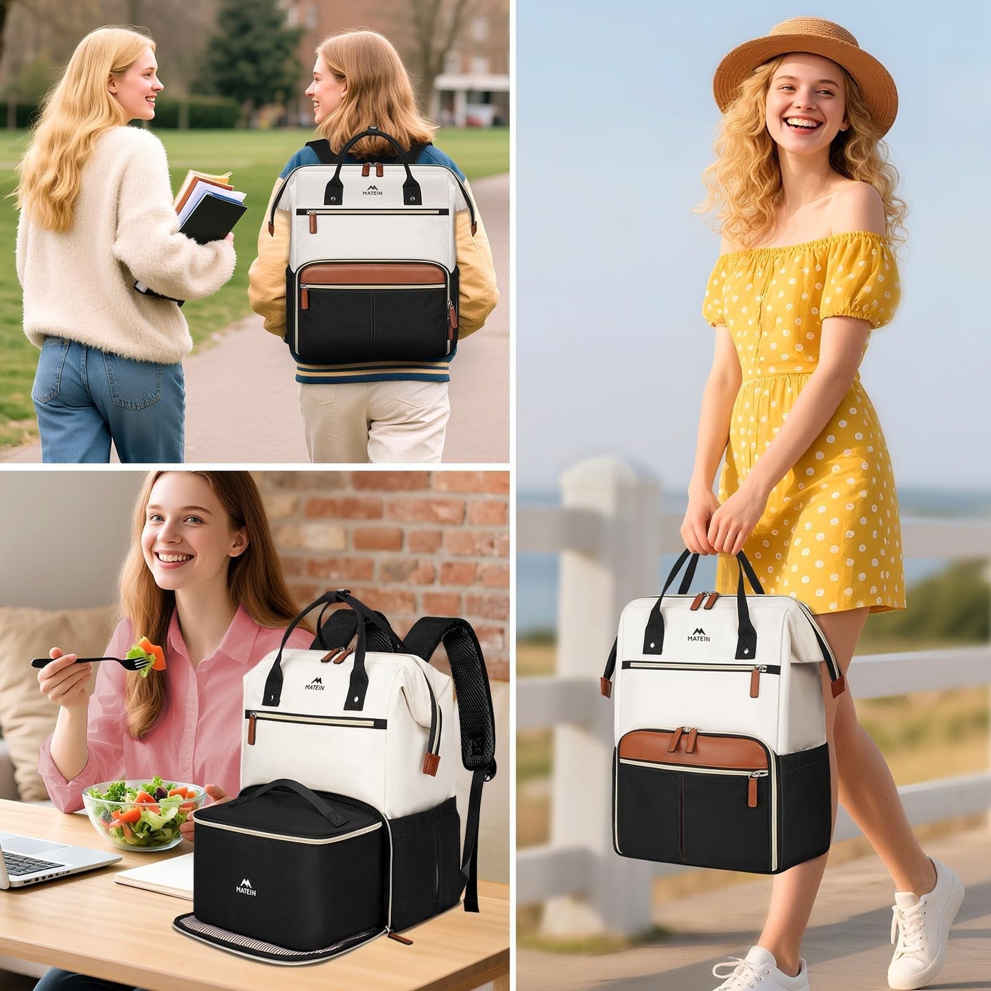 15.6" Laptop Backpack with Insulated Lunch Box, Work & College Backpack Set7