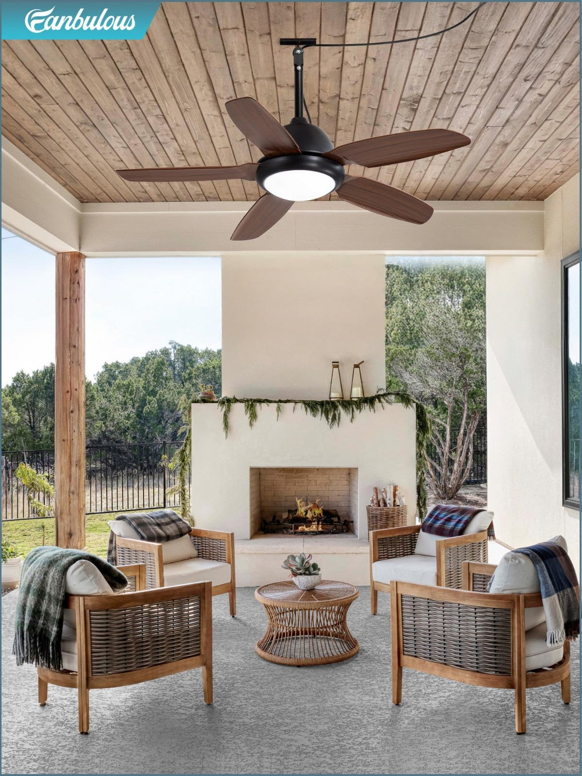42" Waterproof Outdoor Ceiling Fan with Light   Perfect for Patio & Deck, Brown6