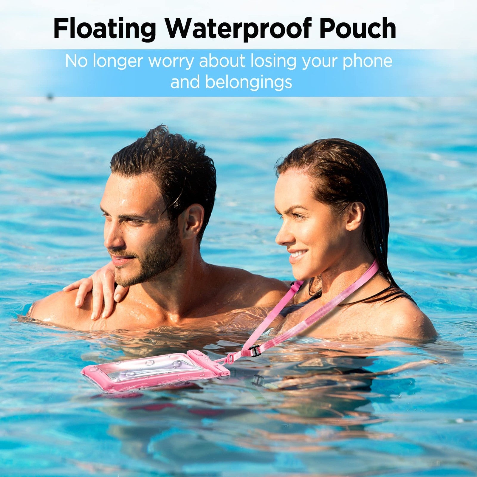 Floatable Waterproof Phone Pouch 2 Pack   IPX8 Case for Beach, Travel, Kayak, Ca2