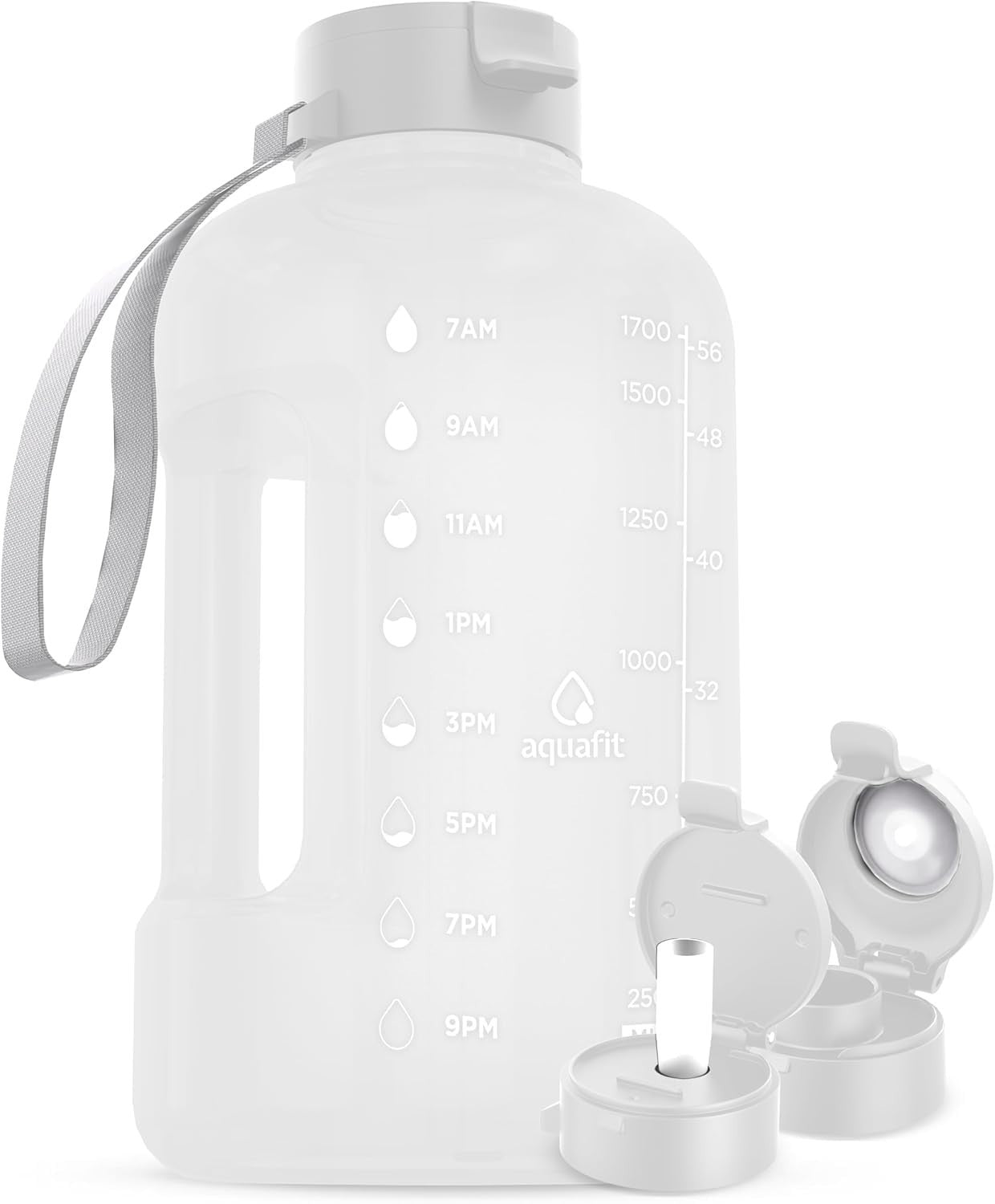 64 oz Water Bottle with Time Marker, Straw & Chug Lid, BPA Free, Half Gallon Jug1