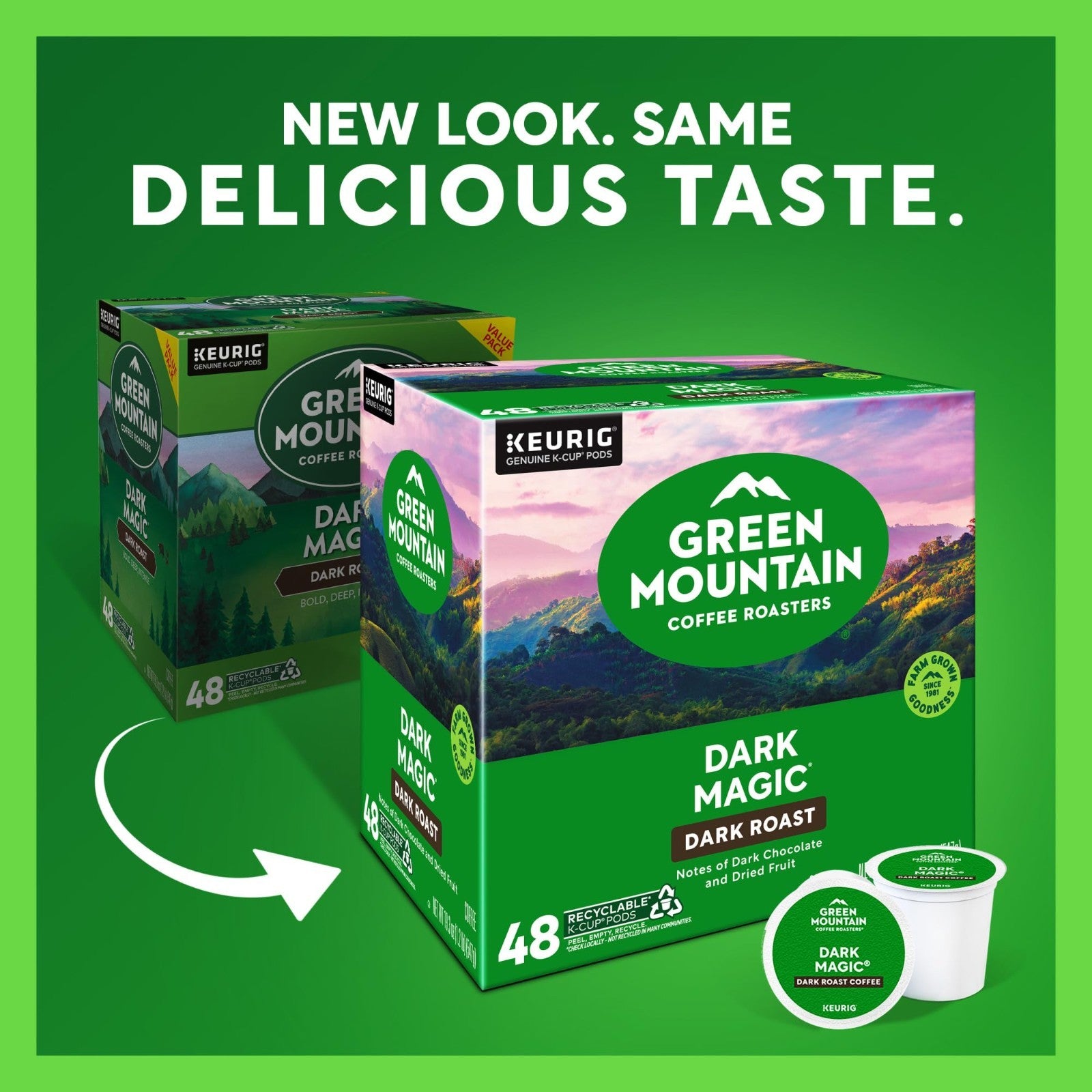Dark Magic Dark Roast Coffee Pods, Single Serve K Cup Pods, 48 Count (2 Packs)2