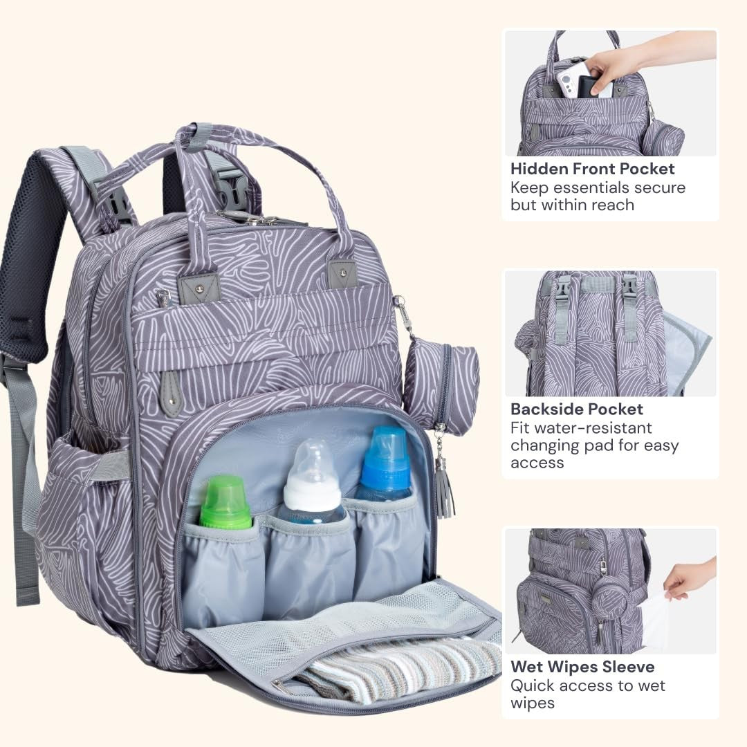 Multi Function Water Resistant Diaper Bag Backpack   Baby Travel Tote, Changing4