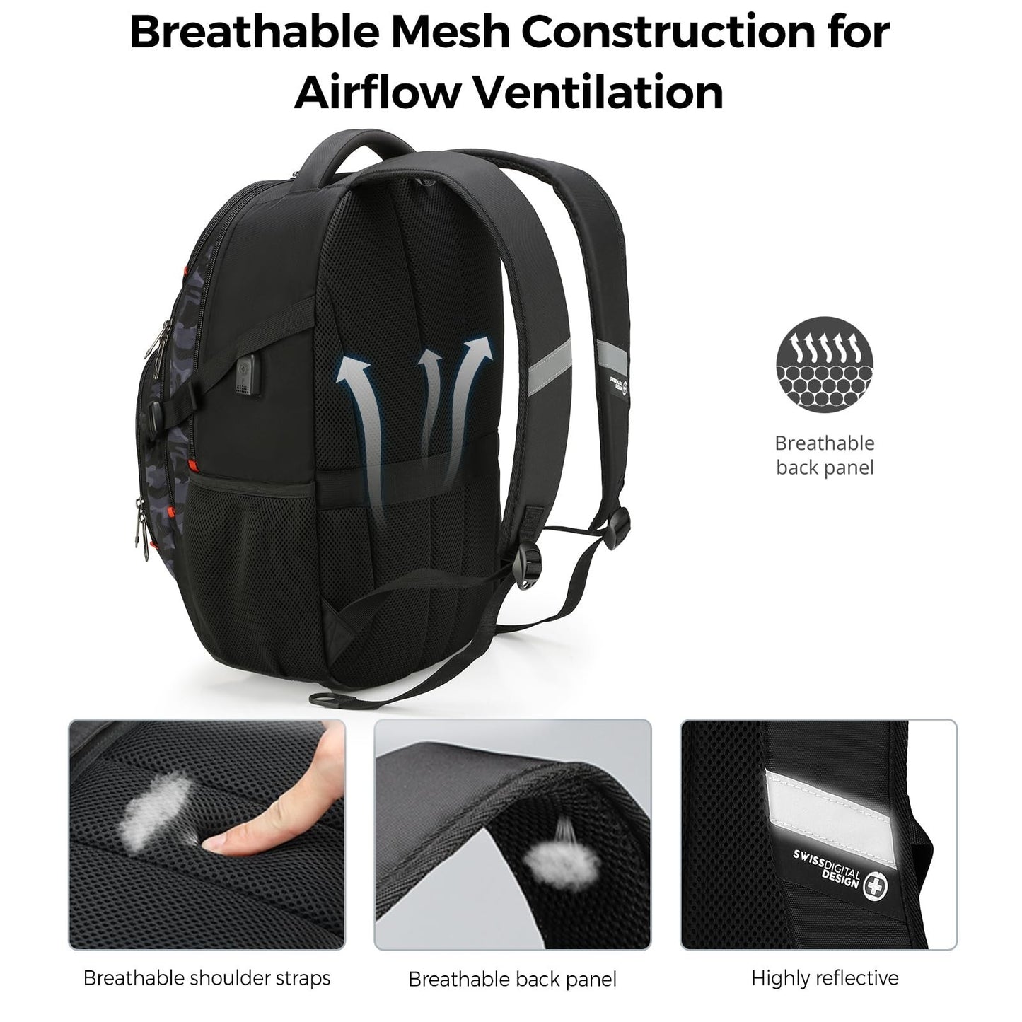 Stylish Laptop Backpack with USB Charging Port, Fits 15.6" Computer, 31L Travel7