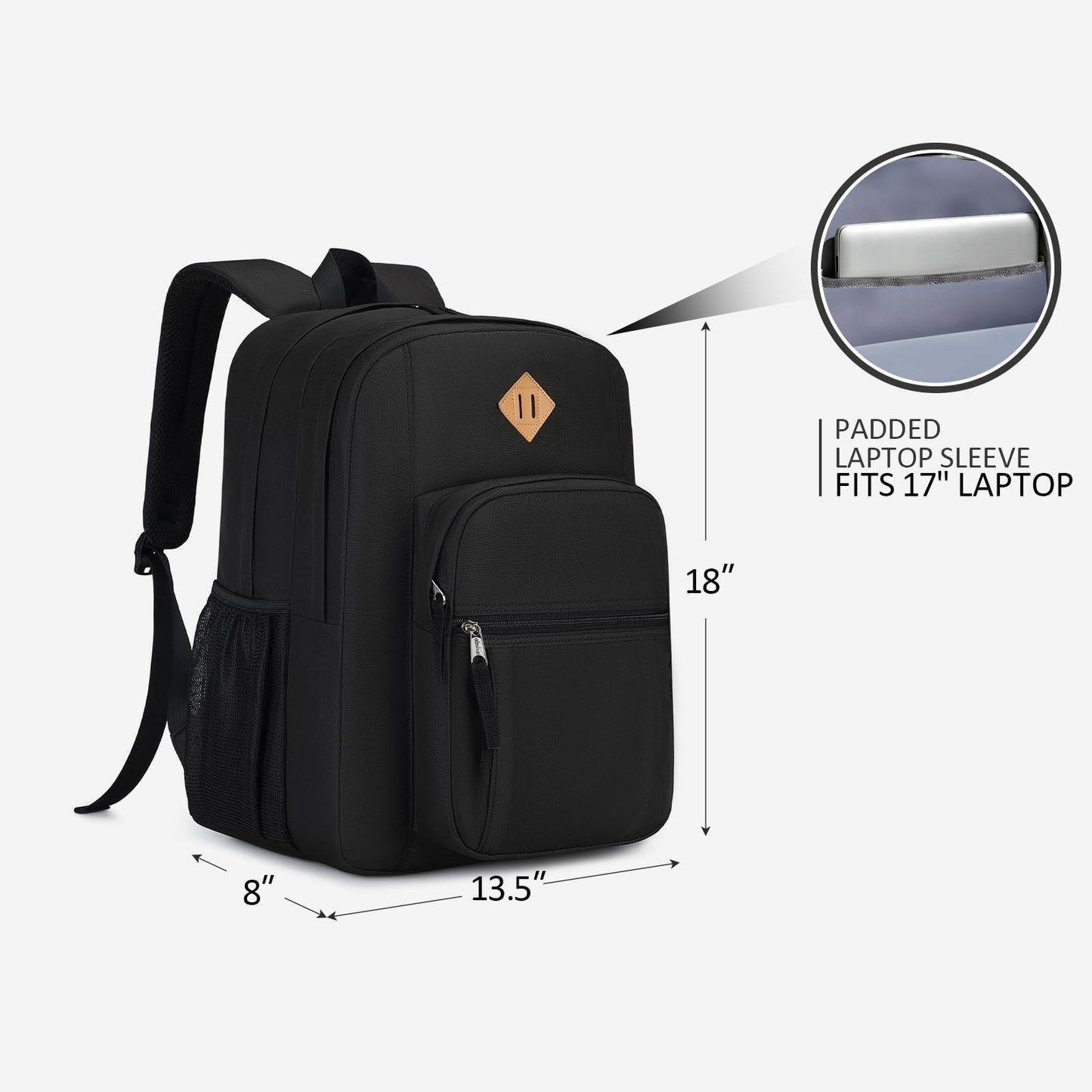 Water Resistant Large Travel Backpack for College, School & Work   Unisex Bookba4