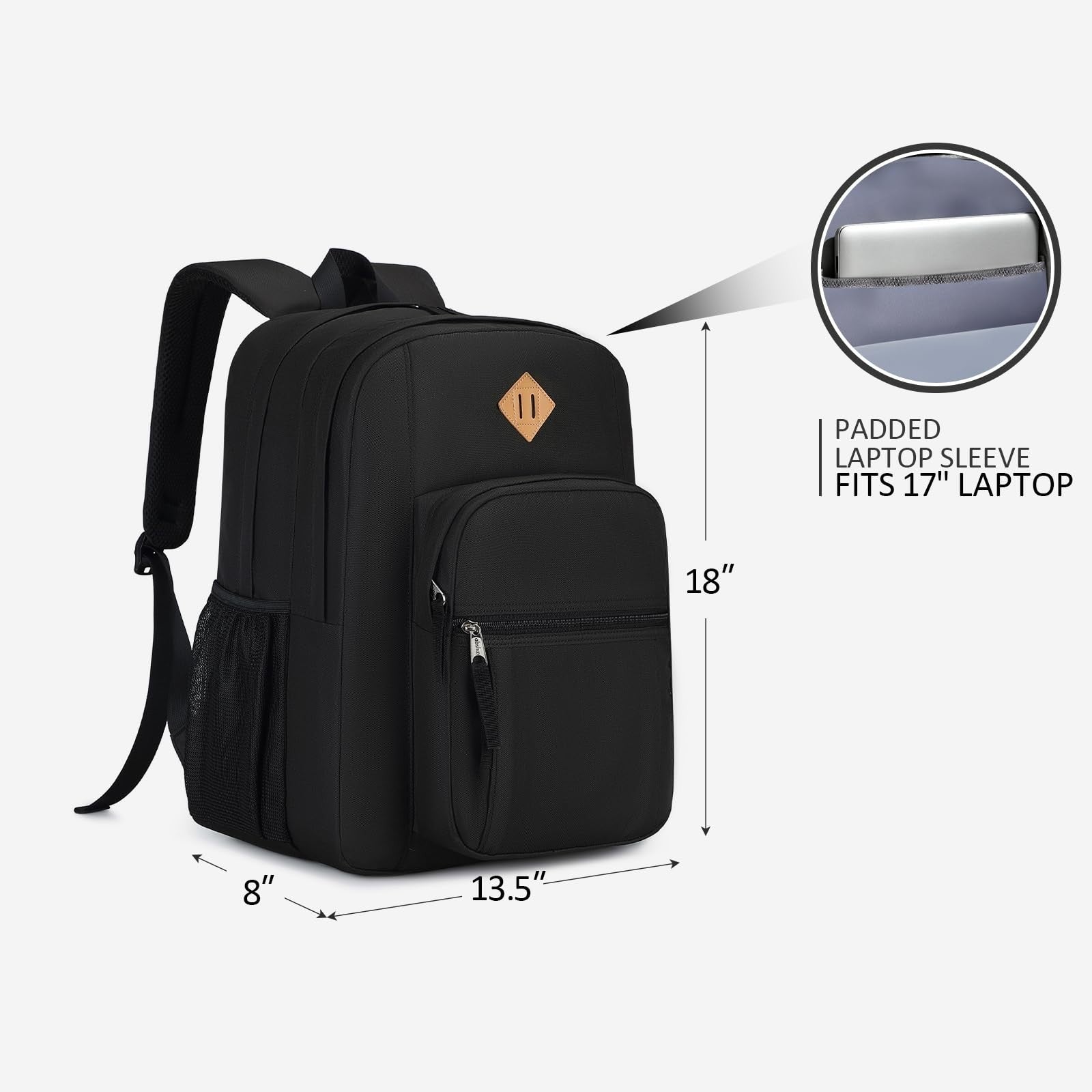 Water Resistant Large Travel Backpack for College, School & Work   Unisex Bookba4