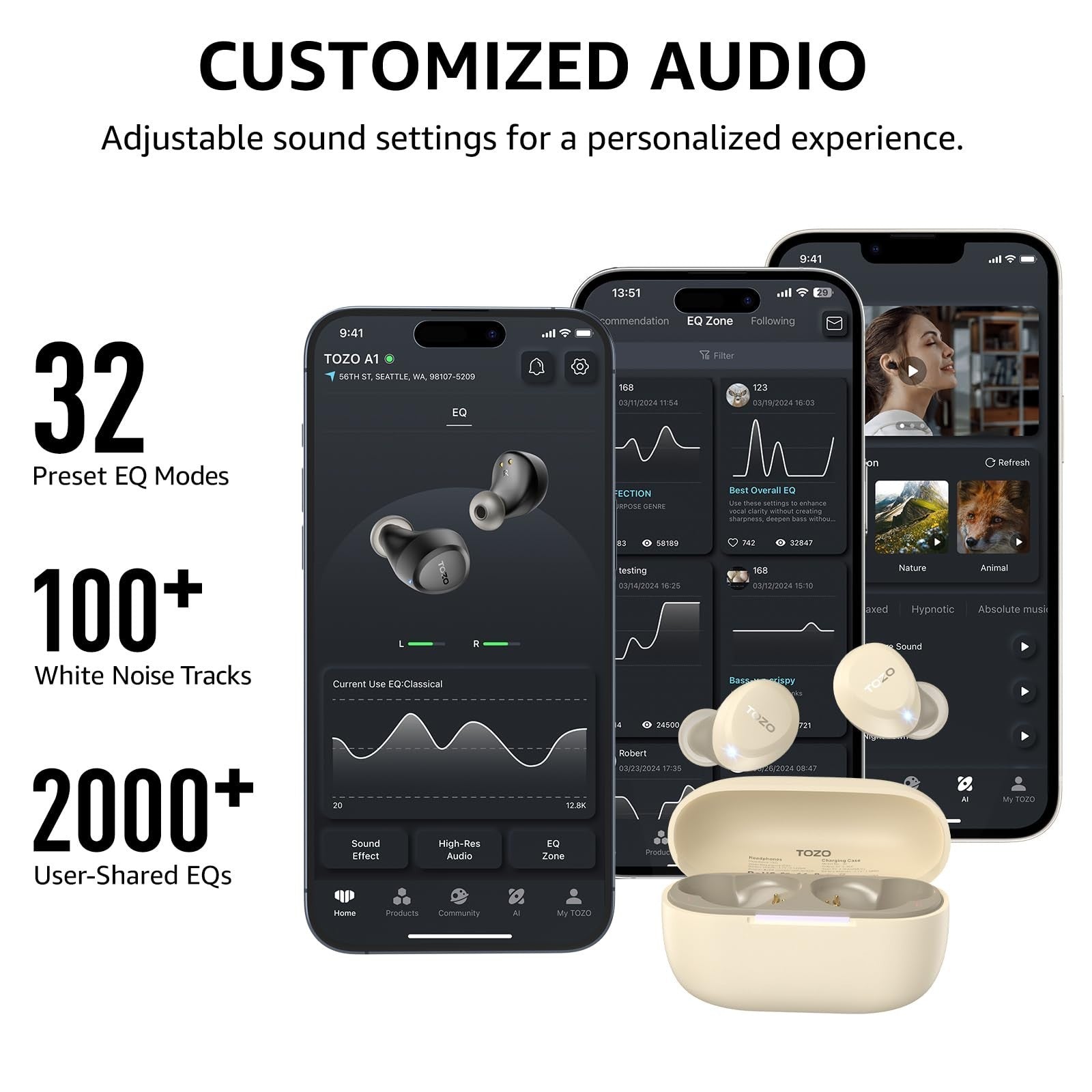 Wireless Earbuds Bluetooth 5.3   Lightweight, IPX5 Waterproof, AI Call Mics, Pre4
