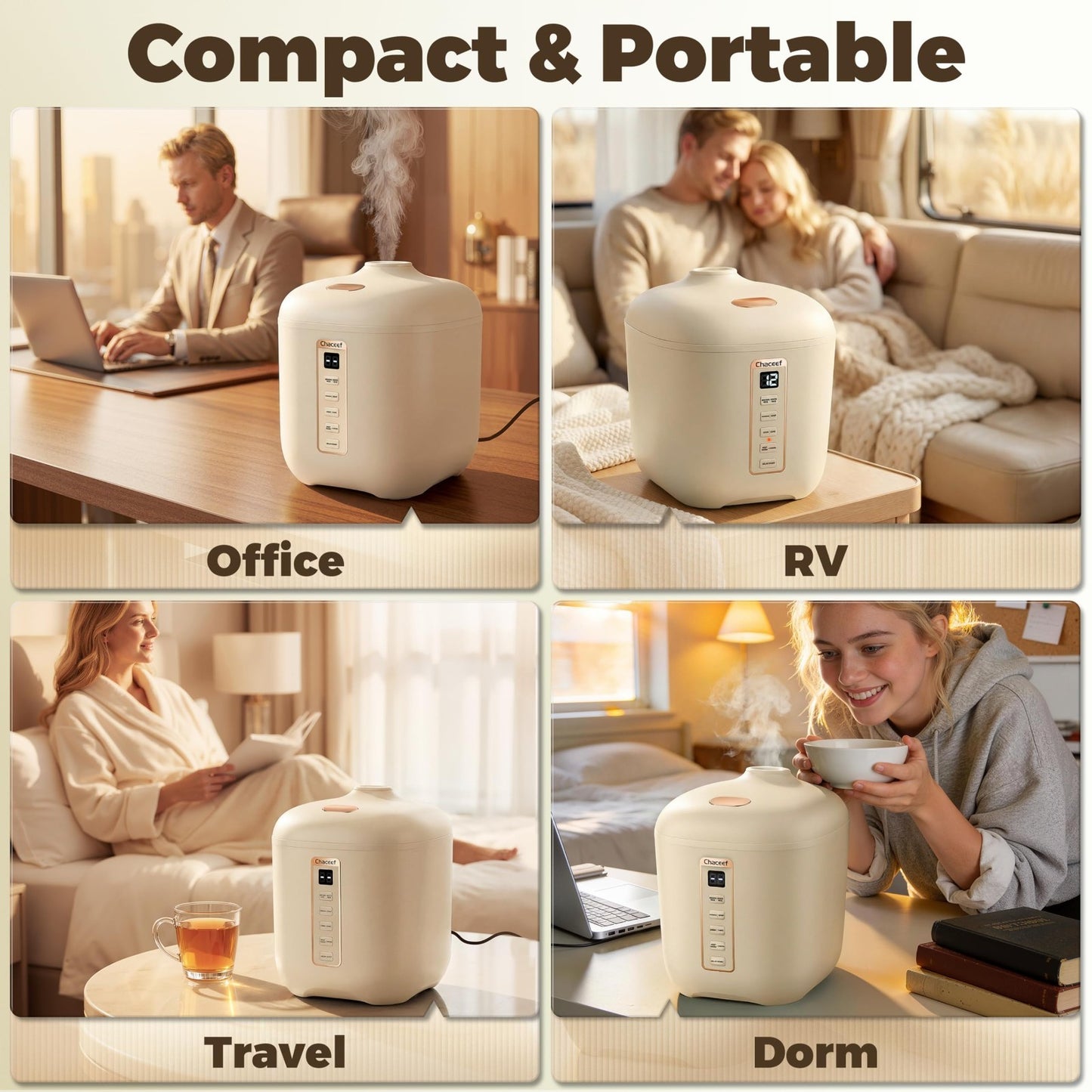 Compact 2-Cup Rice Cooker, Portable Non-Stick Travel Rice Maker, BPA-Free, Timer5
