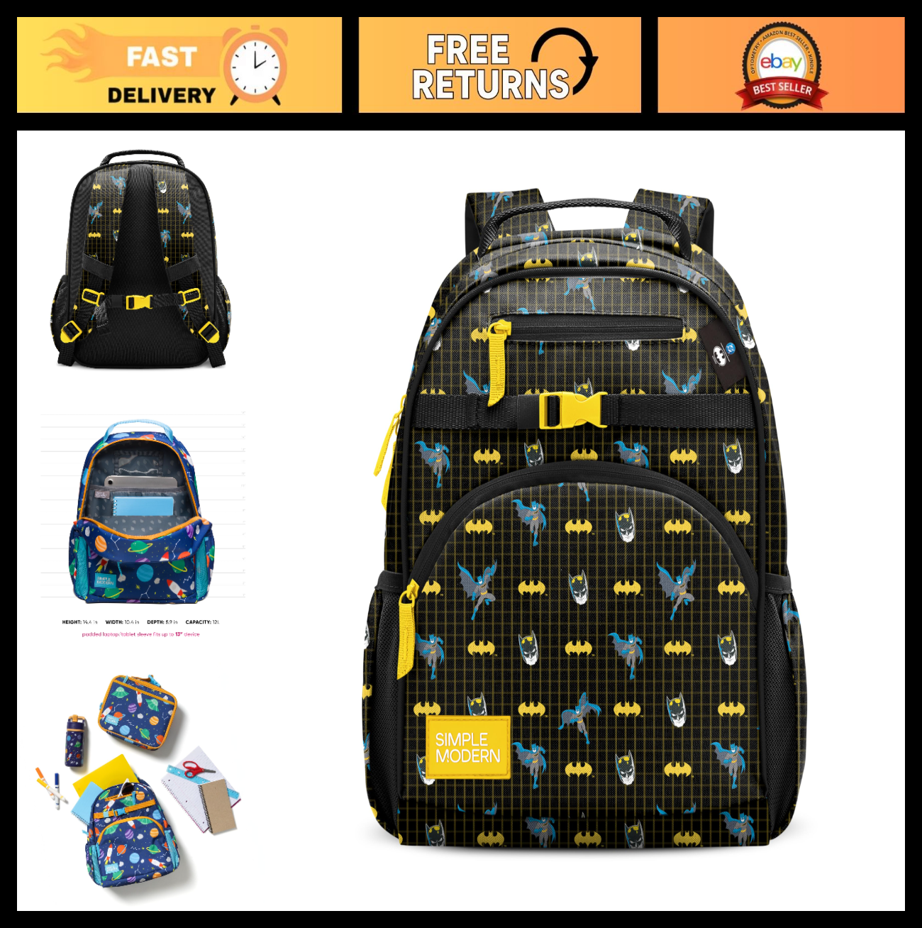 Batman Kids Backpack for School, 12L Bookbag for Toddlers & Preschoolers | Cute0