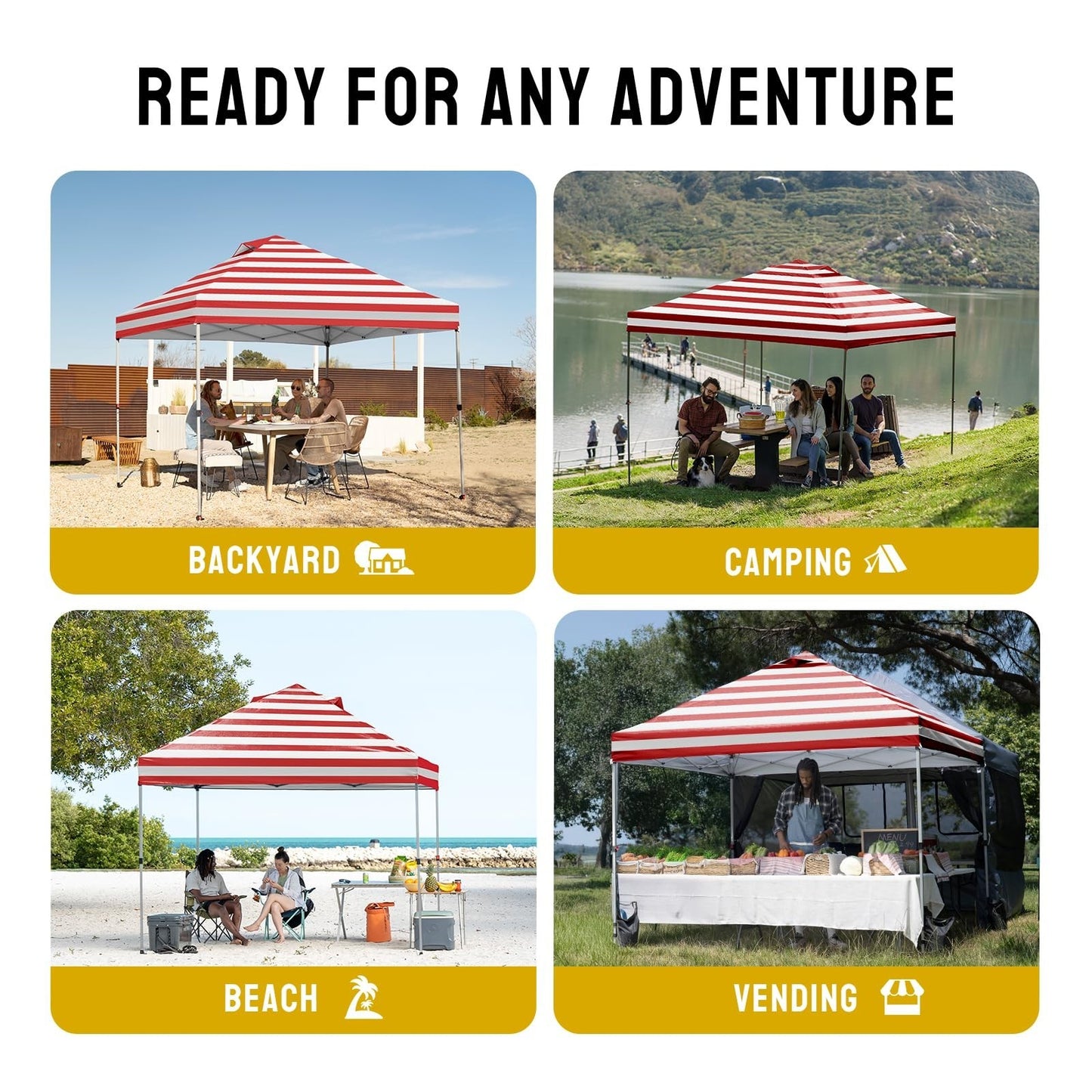 10x10 Pop Up Canopy Tent   Easy Setup, Outdoor Sun Shade for Events, Parties, Ca4