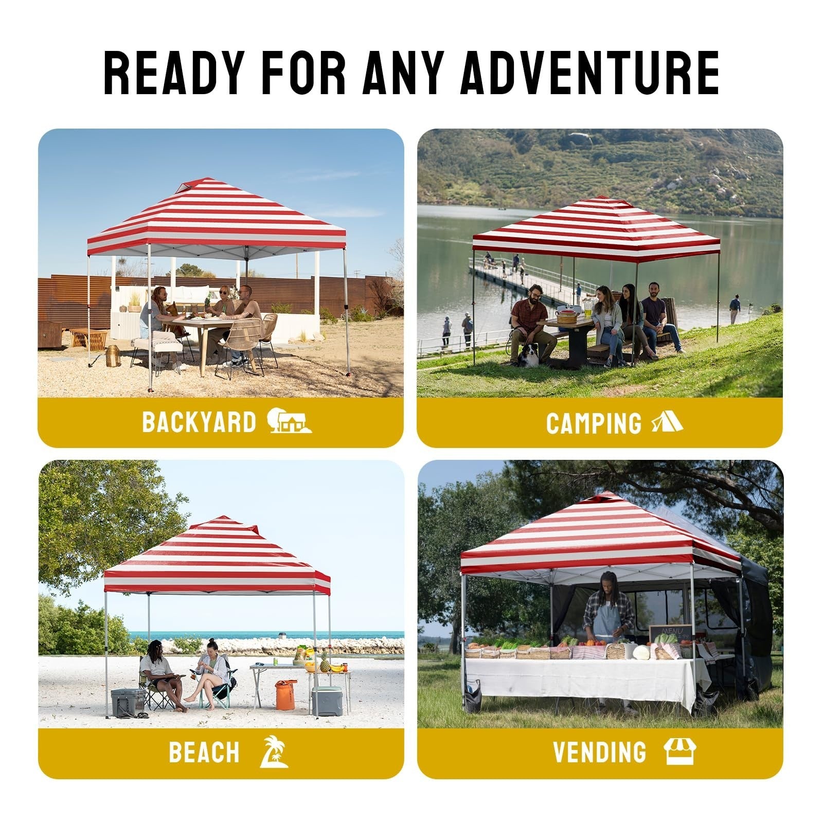 10x10 Pop Up Canopy Tent   Easy Setup, Outdoor Sun Shade for Events, Parties, Ca4