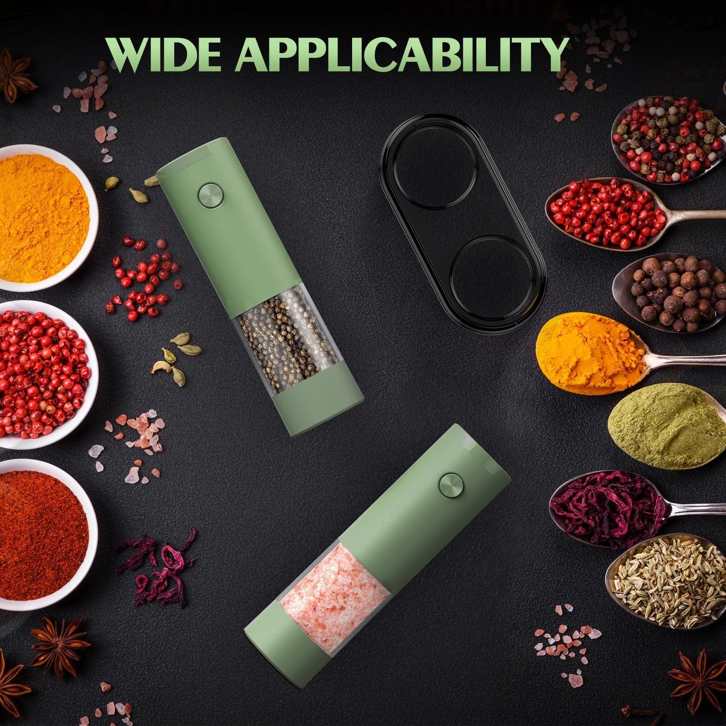Electric Salt and Pepper Grinder Set   Automatic Adjustable Coarseness Shakers f2