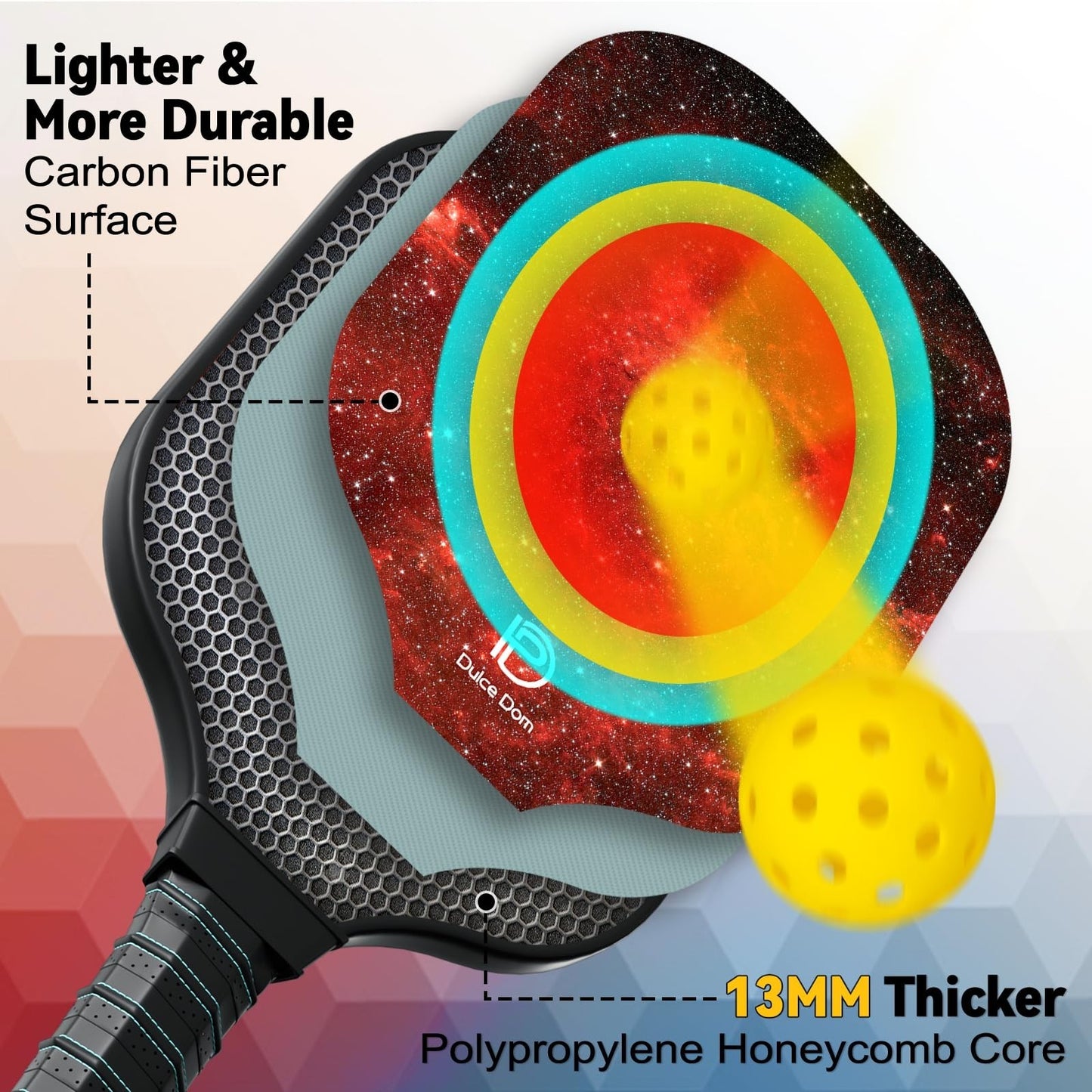 Pickleball Paddles Set of 2/4 - USAPA Approved Fiberglass Graphite Rackets with2