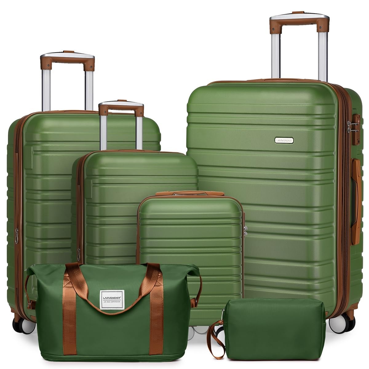 Expandable 6-Piece Luggage Set with Wheels, TSA-Approved, Lightweight Hardshell,1