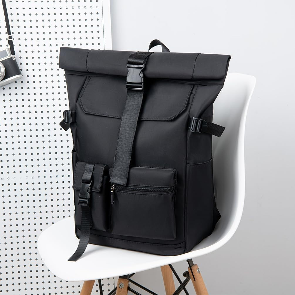 Lightweight Roll Top Travel Backpack, Versatile Daily Work Bag, Multiple Pockets2