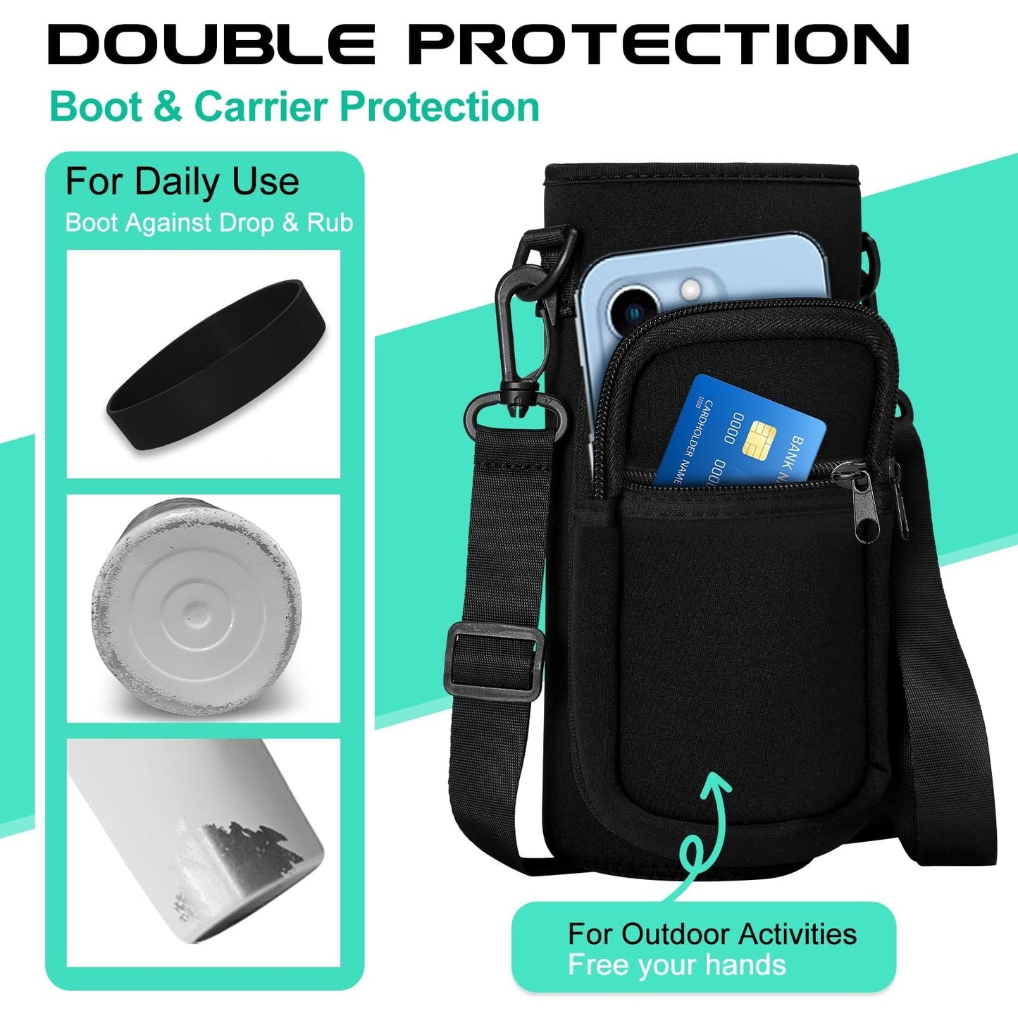 32oz Insulated Water Bottle with Straw & Strap, BPA Free, Keeps Cold 48H, Hot 243