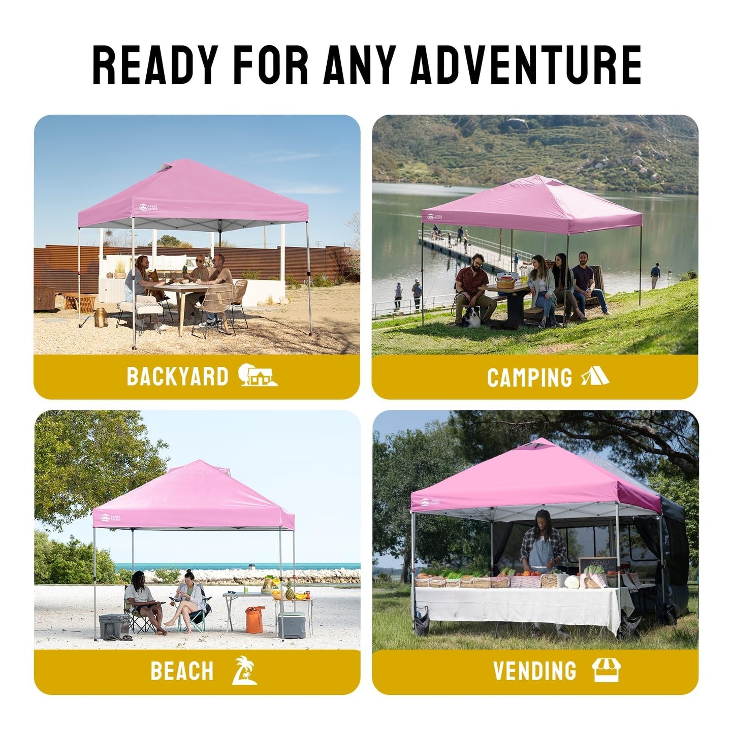 10x10 Pop Up Canopy Tent, Easy Setup Pink Gazebo, Outdoor Sun Shade for Events,4