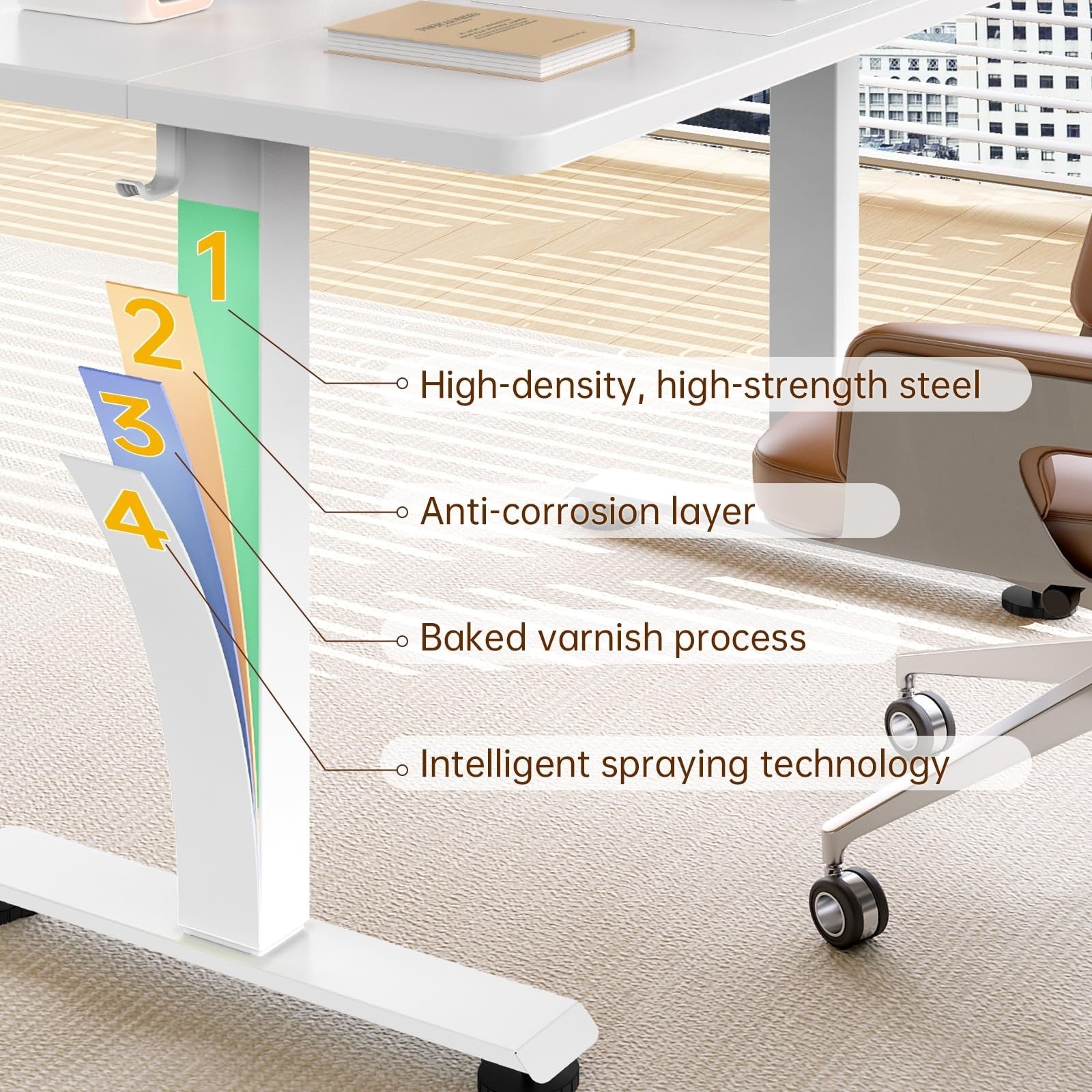 47.2 Inch Adjustable Electric Standing Desk - Sit to Stand Home Office Table, Wh7