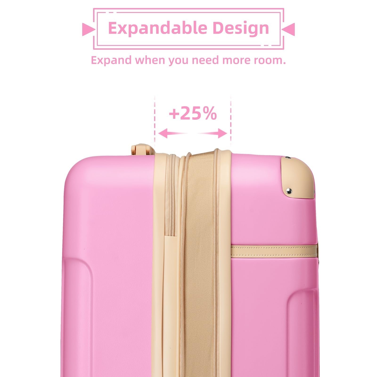 Expandable Carry-On Luggage 22x14x9, Lightweight ABS Hardshell, TSA Lock, 360° S2