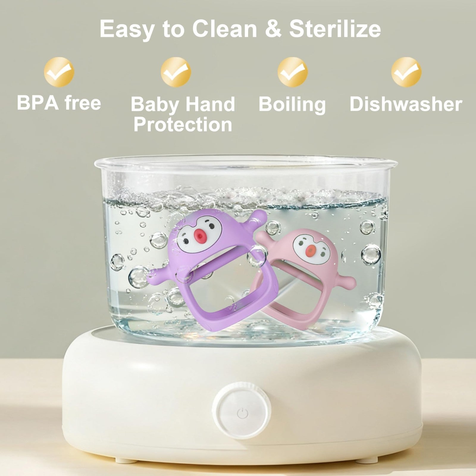 Silicone Baby Teething Toys, Soft Hand Teether for Infants 0 6 Months, Light Pur6