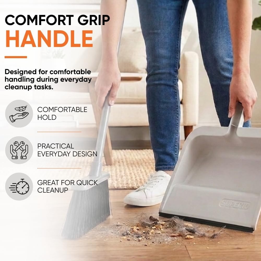 Durable 10-Inch Clip-On Dustpan with Rubber Lip & Comfort Grip Handle - White5