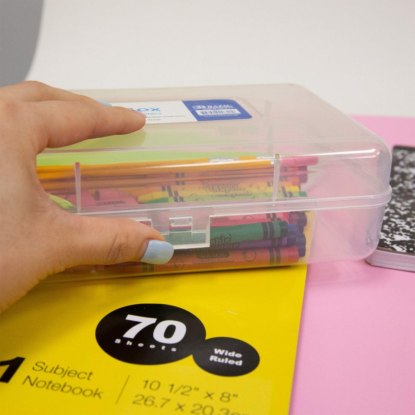 Clear Multipurpose Pencil Box   Stackable Storage Case for Office & School Suppl2
