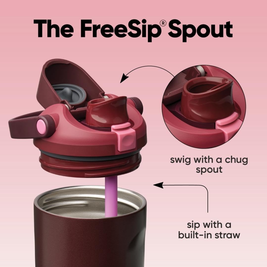 Insulated Stainless Steel Water Bottle 30oz   Two Way Spout, Built In Straw, Lea3
