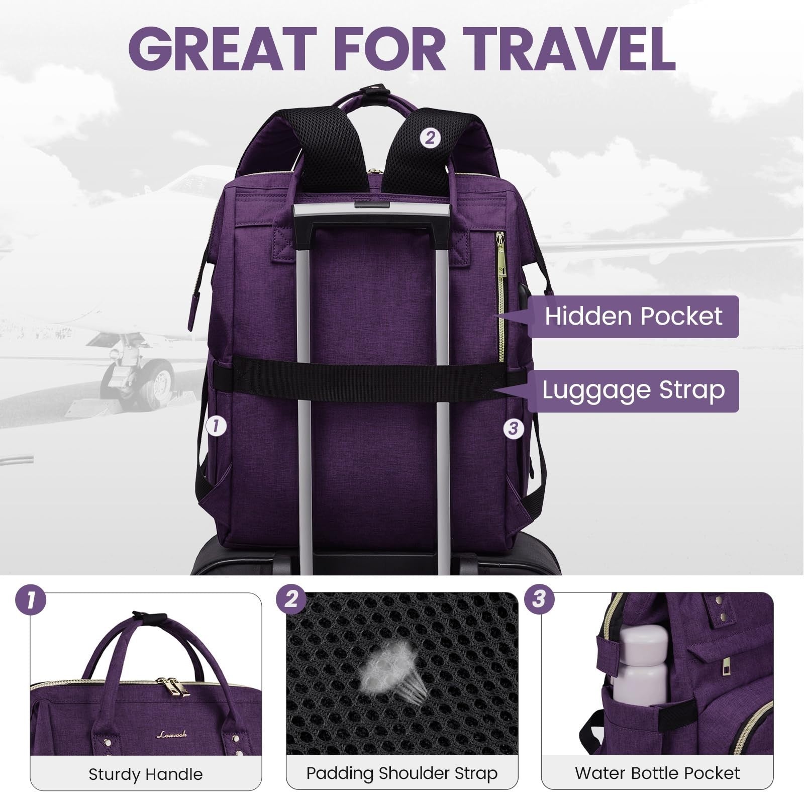 Stylish 17" Laptop Backpack for Women   Waterproof Travel Bag with USB Port, Ide5