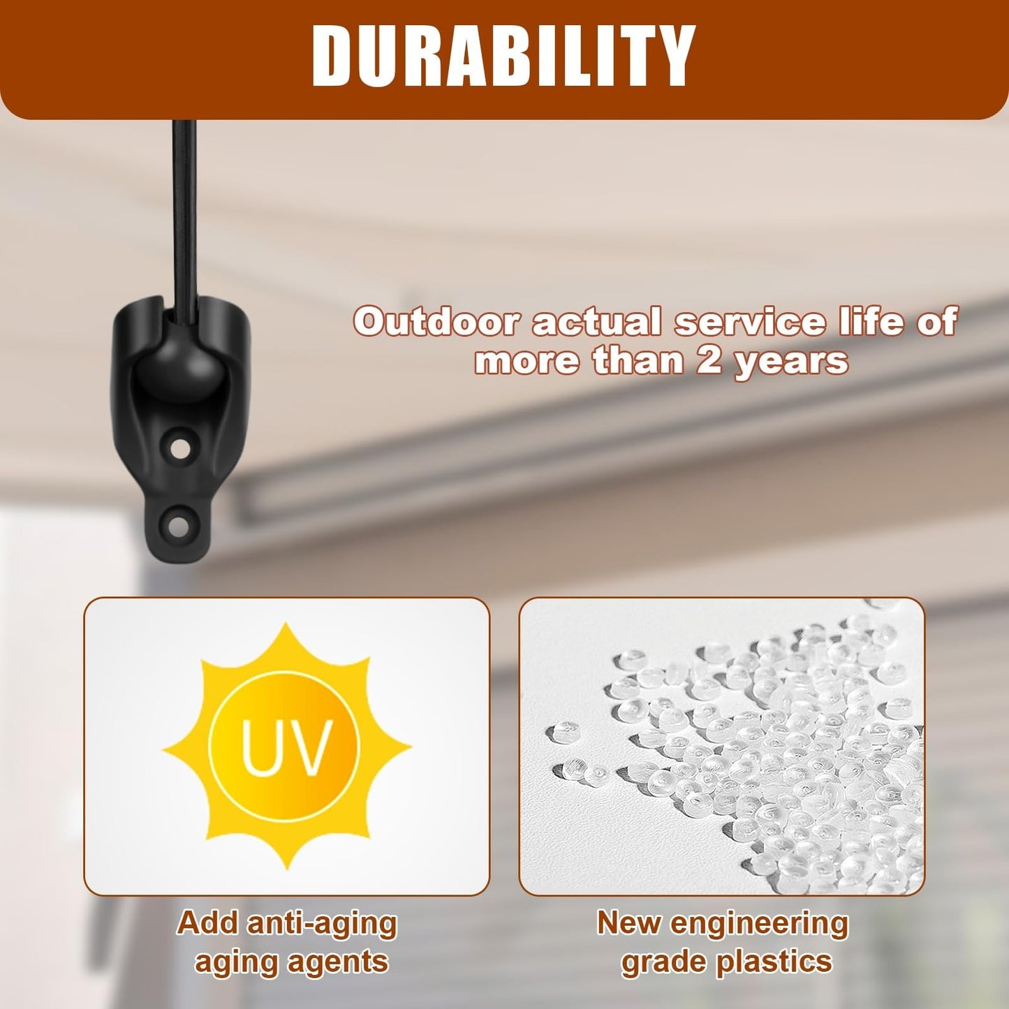 Replacement Roller Shade Hardware Bungee Kit & End Cap Tie Downs - 3 Black4