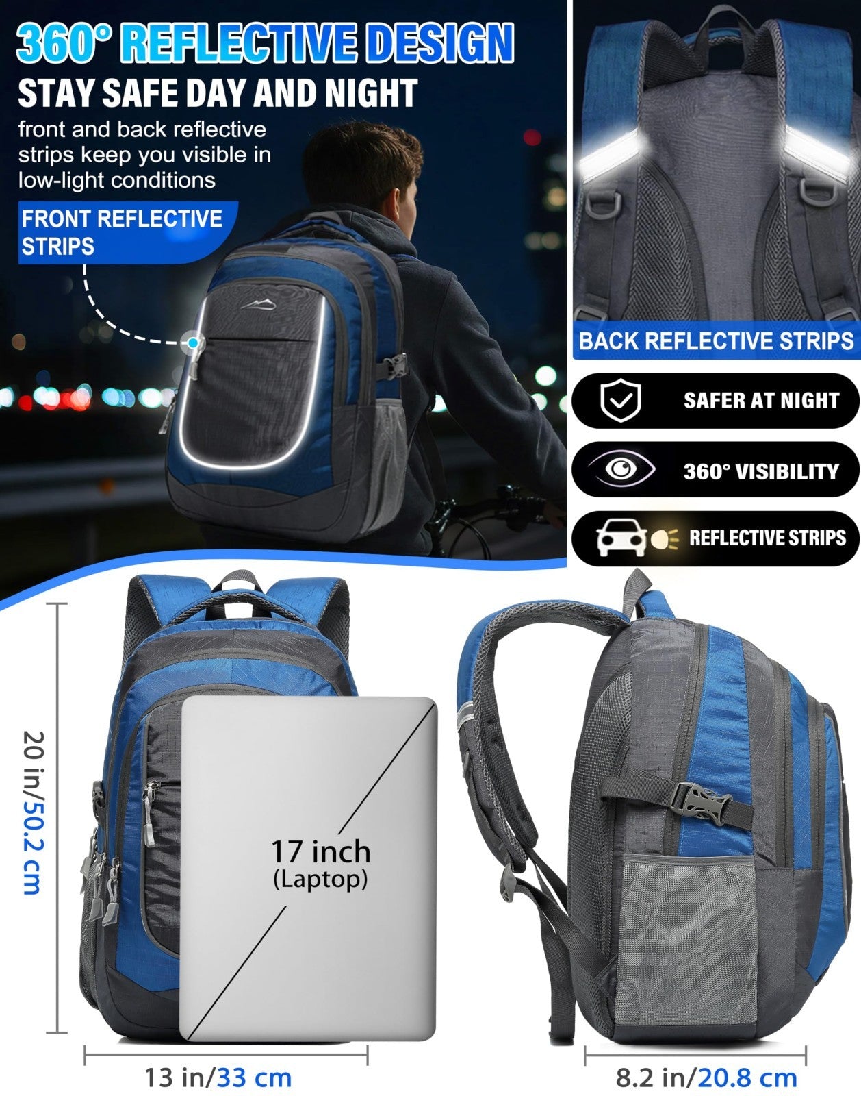 Extra Large Multi Compartment Backpack for College, Travel, Business & Hiking  3