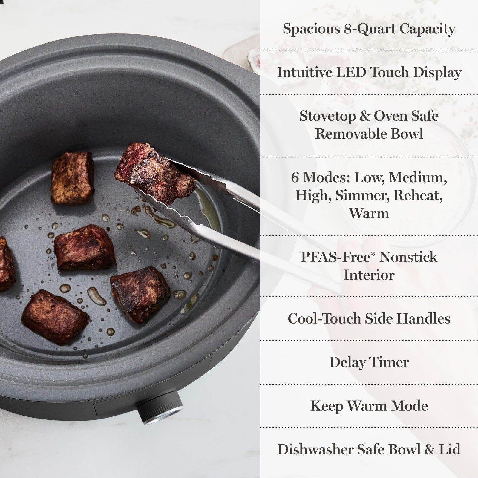 Programmable 8 QT Slow Cooker with Timer, 3 Heat Settings, Nonstick Ceramic Croc7