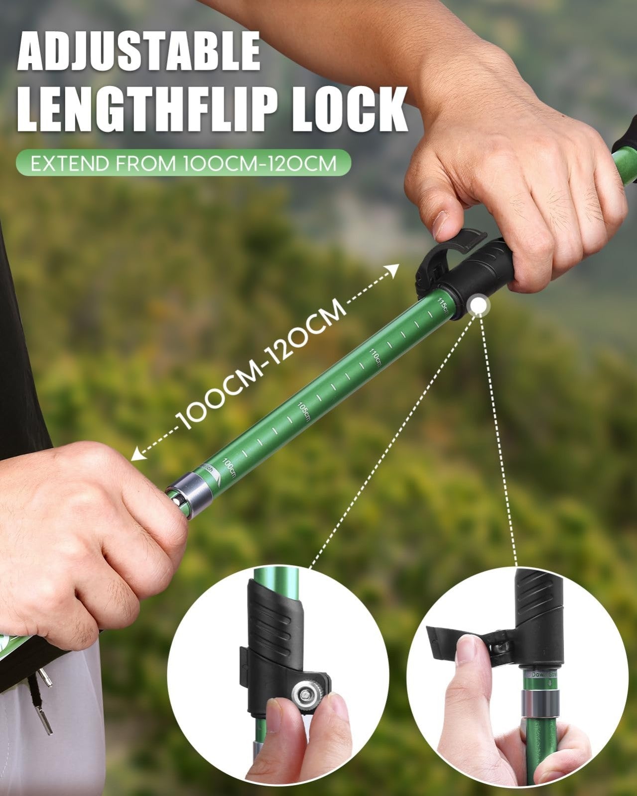 Collapsible Trekking Poles - Lightweight Aluminum Walking Sticks for Hiking, Cam4
